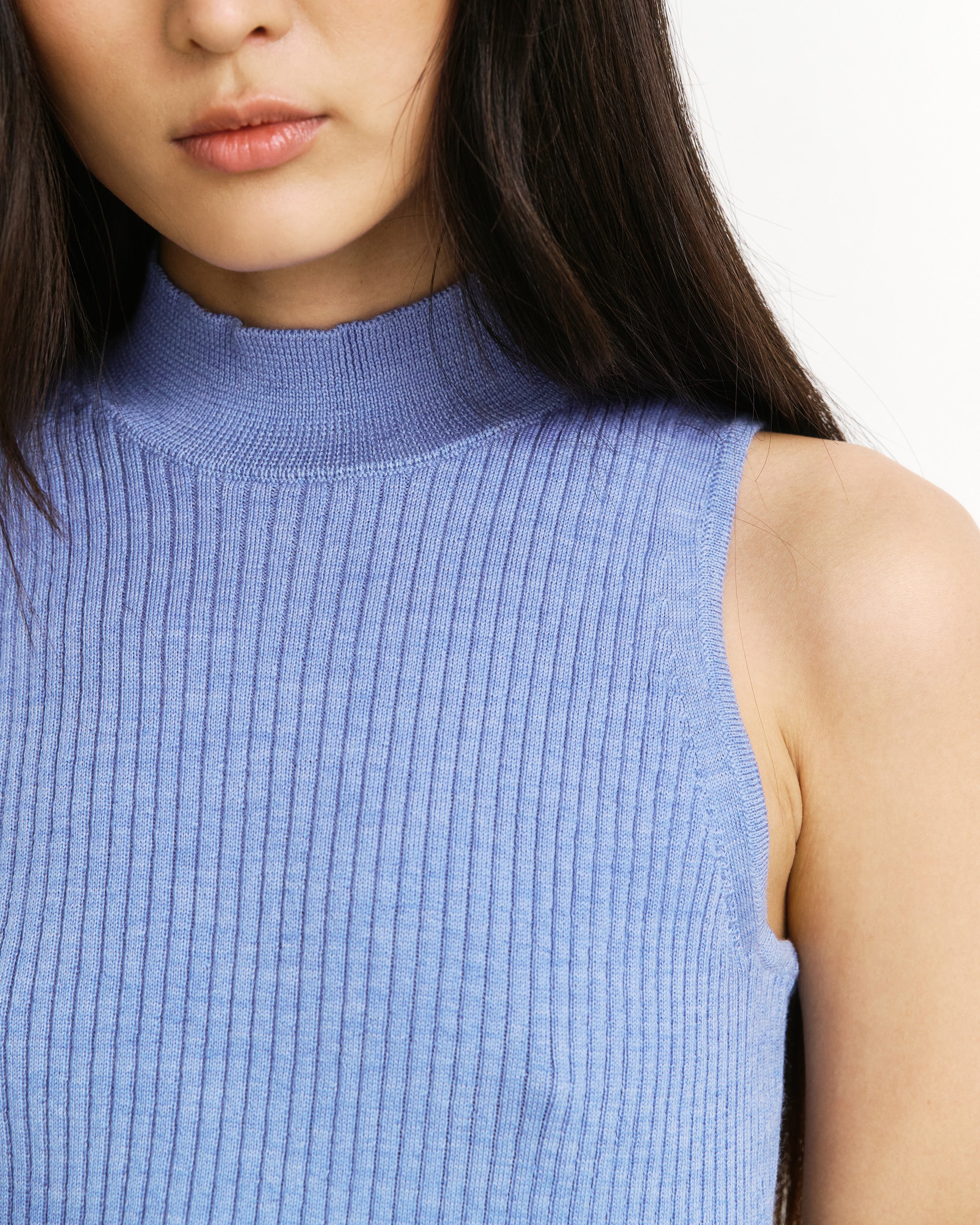 Merino Strick Singlet - Blau