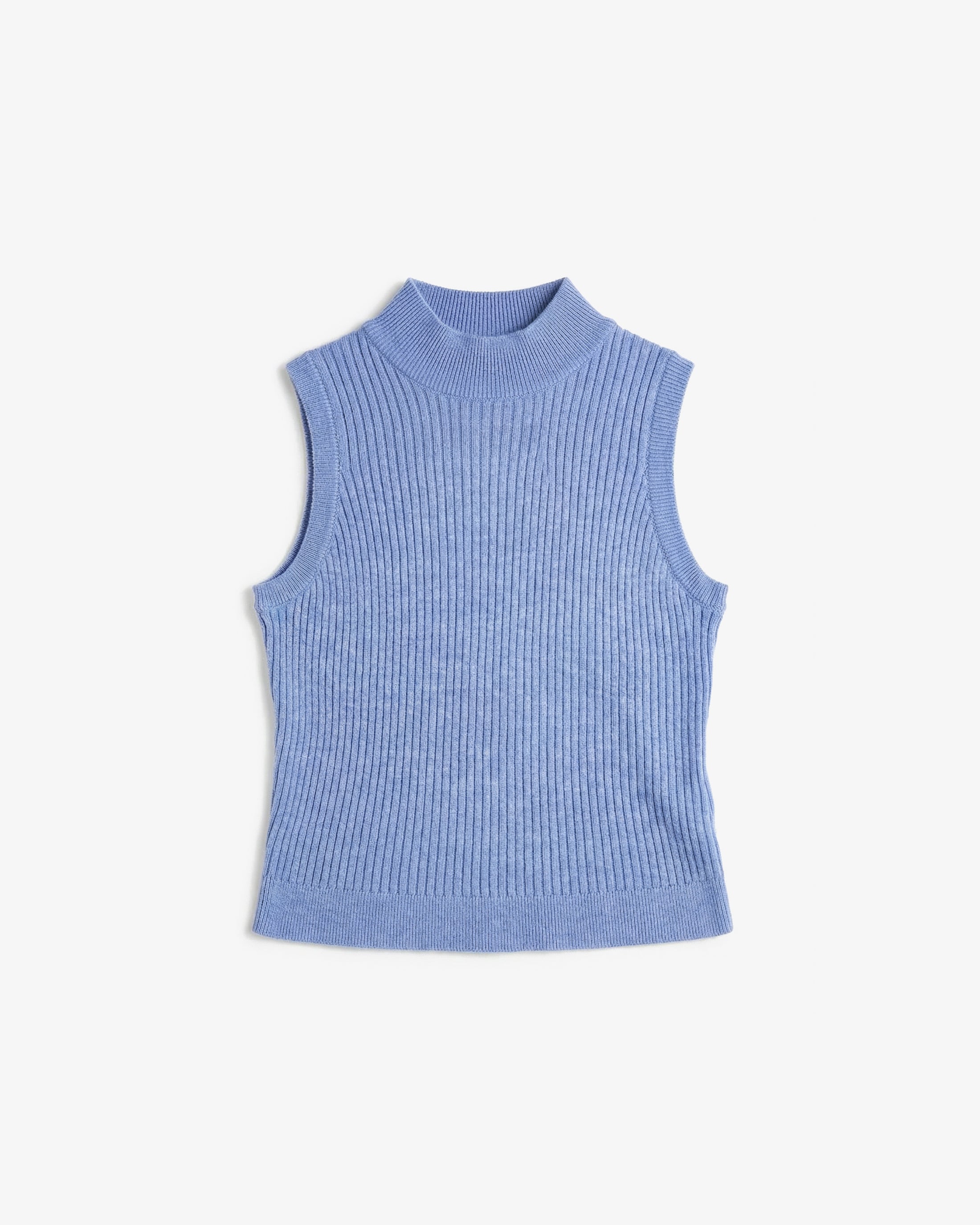 Merino Strick Singlet - Blau