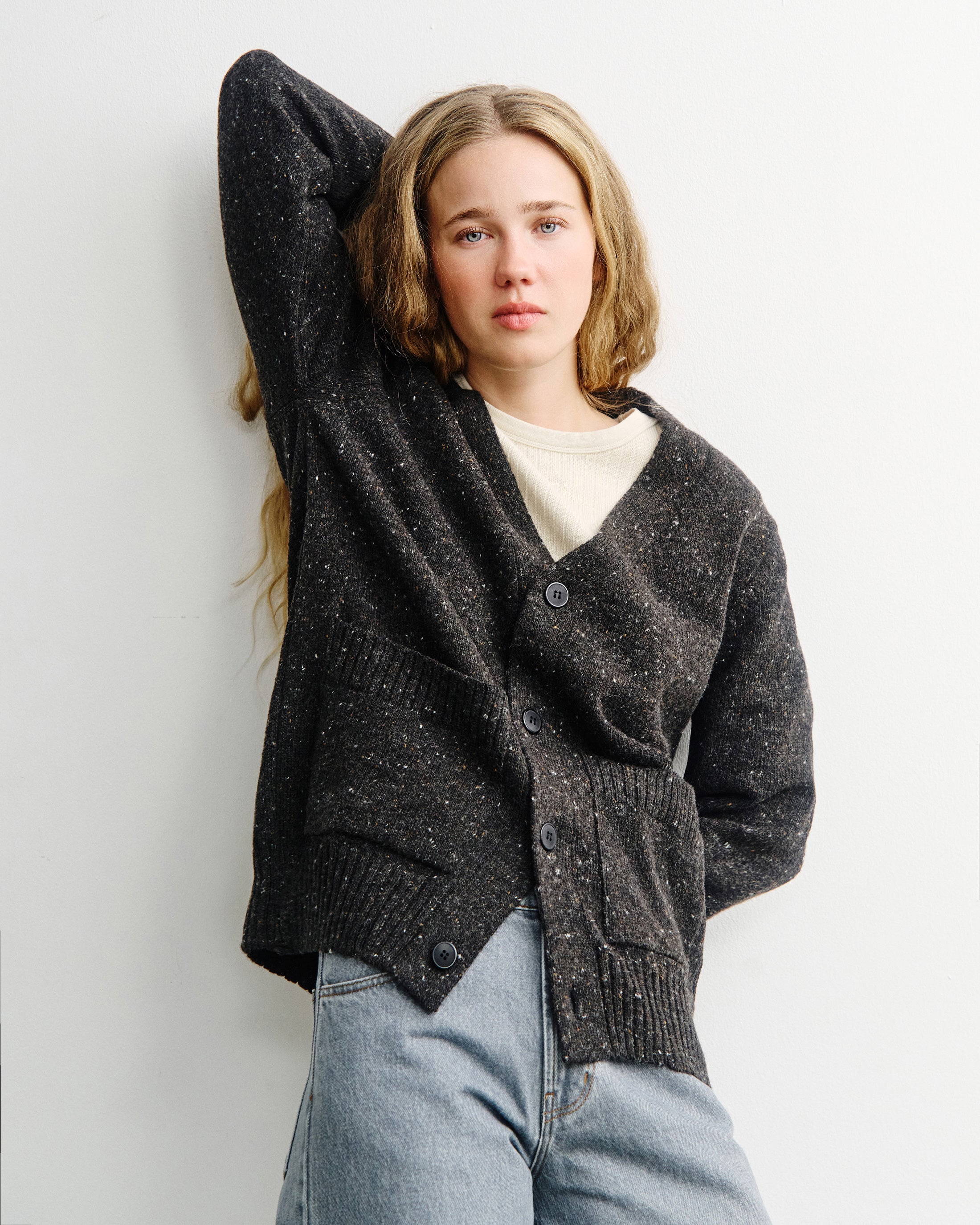 Strick Cardigan Merinowolle - Schwarz