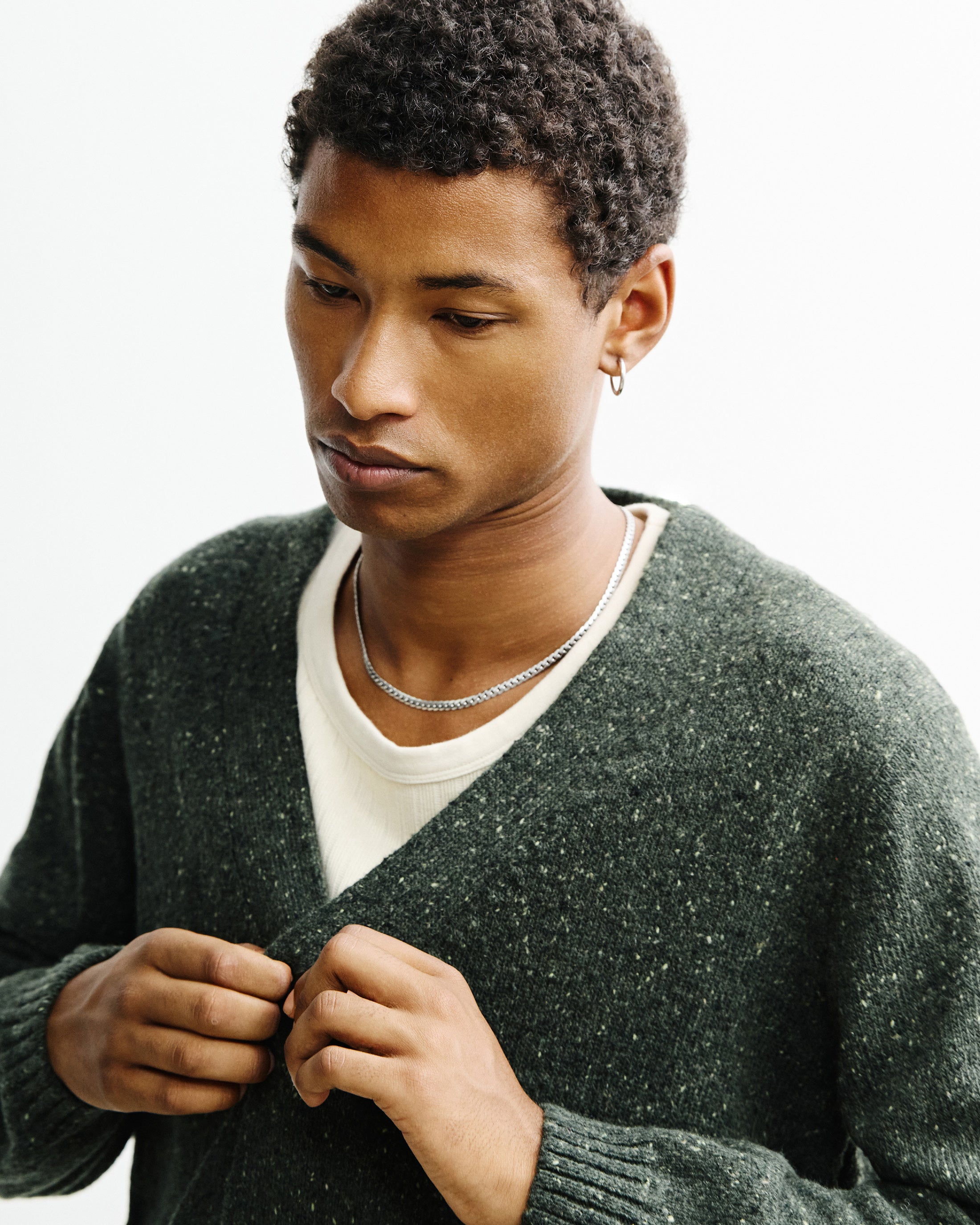 Strick Cardigan Merinowolle - Grün