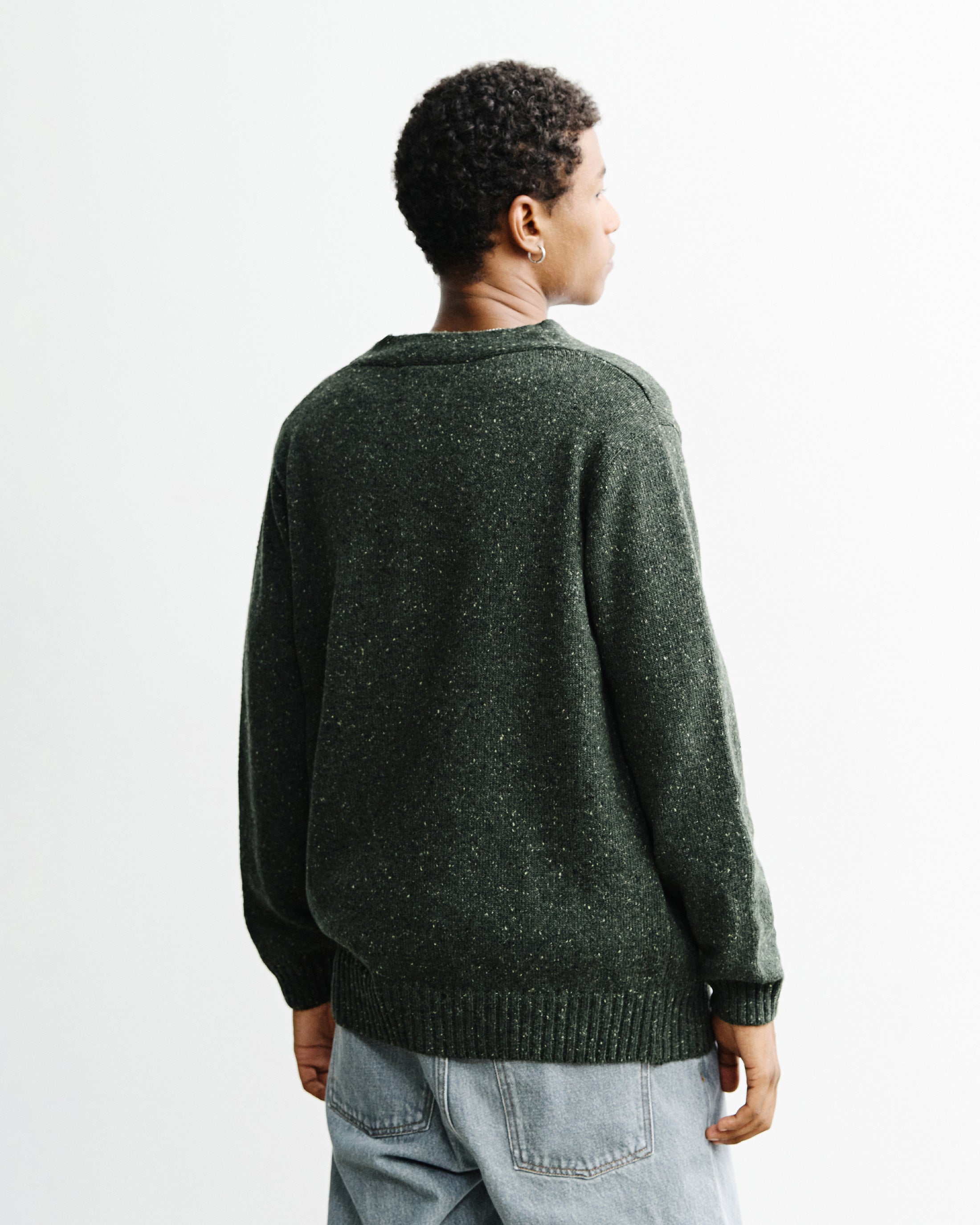 Strick Cardigan Merinowolle - Grün