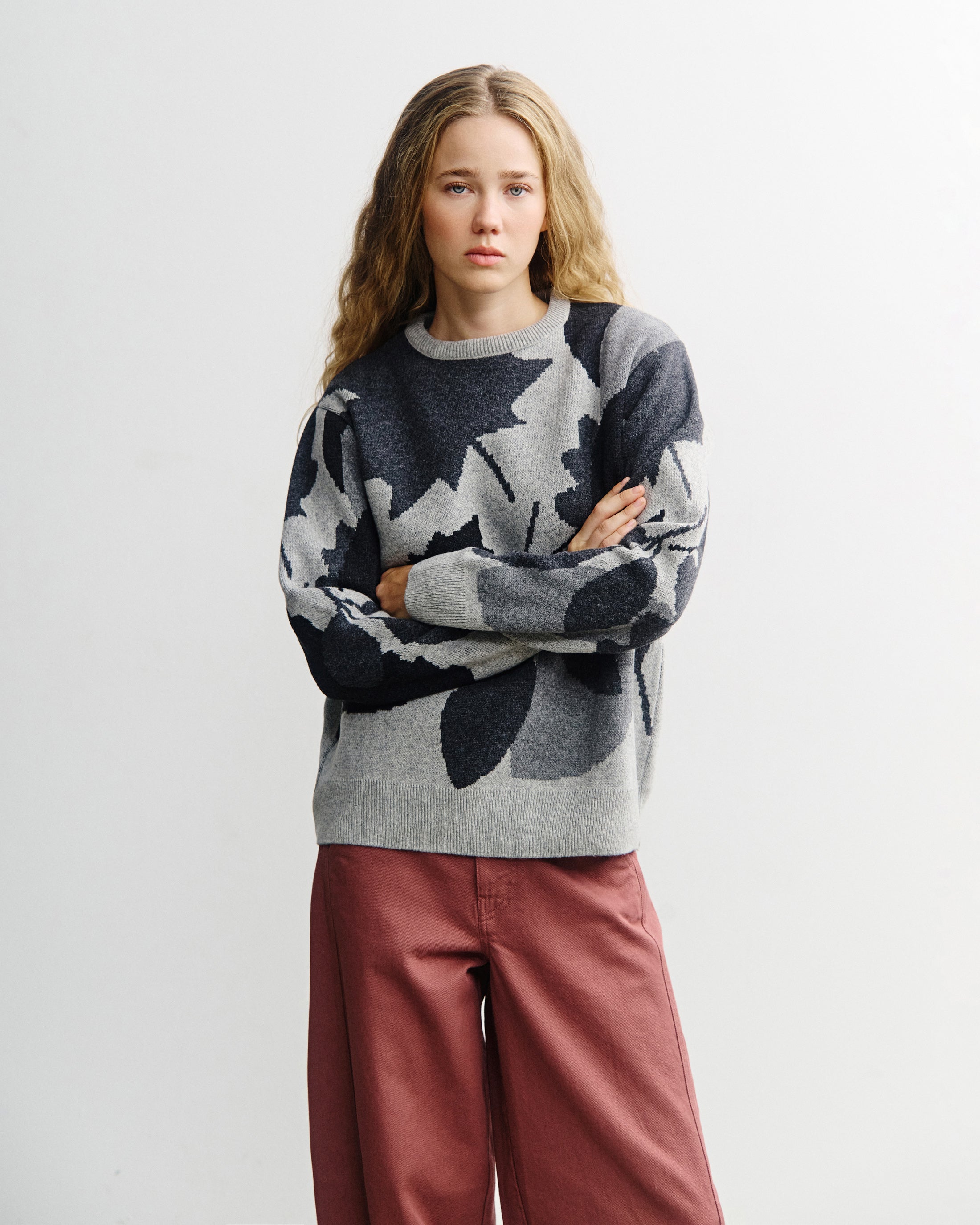 Strickpullover Recycelte Wolle - Grau