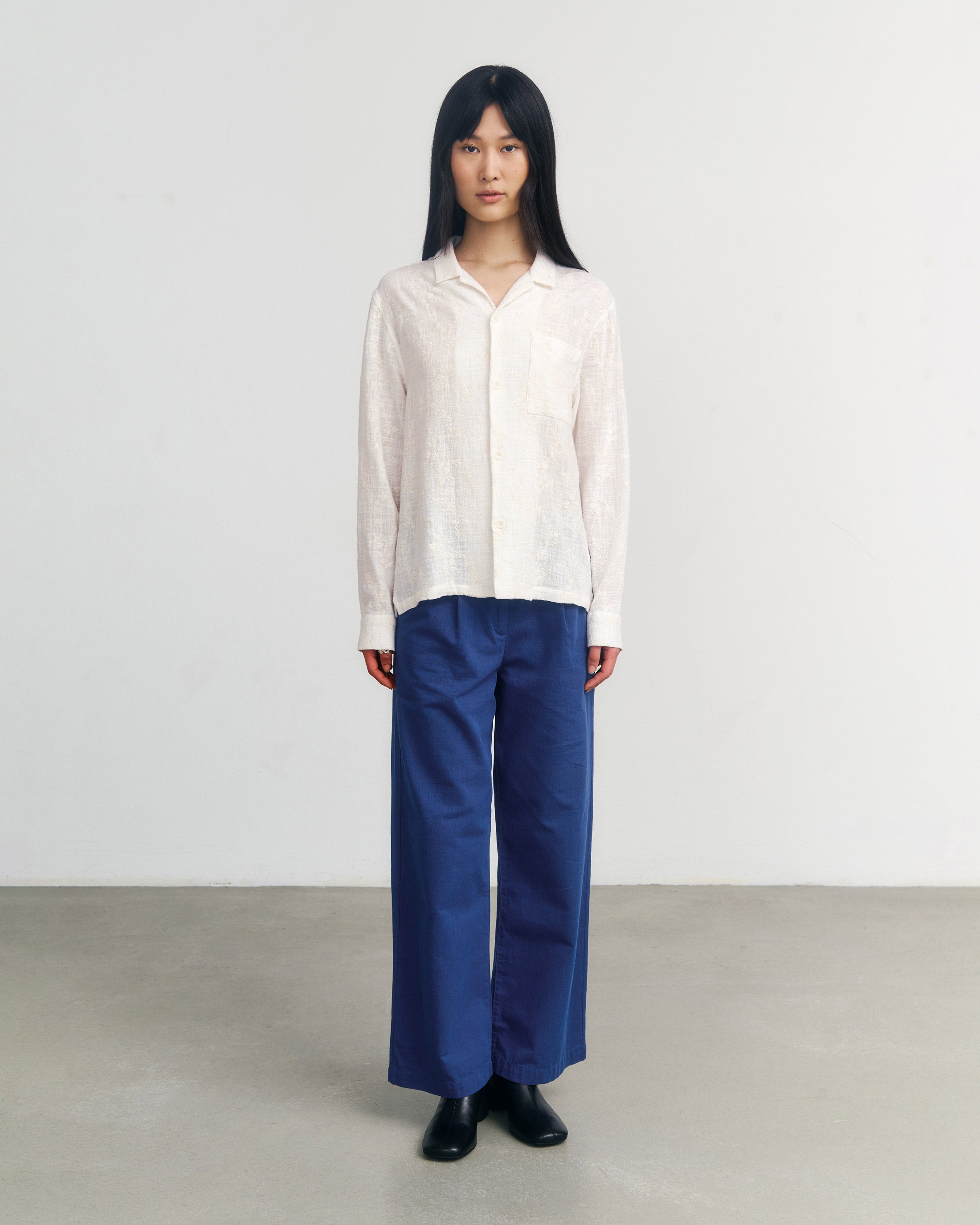 Besticktes Hemd Bio Baumwolle - Weiß