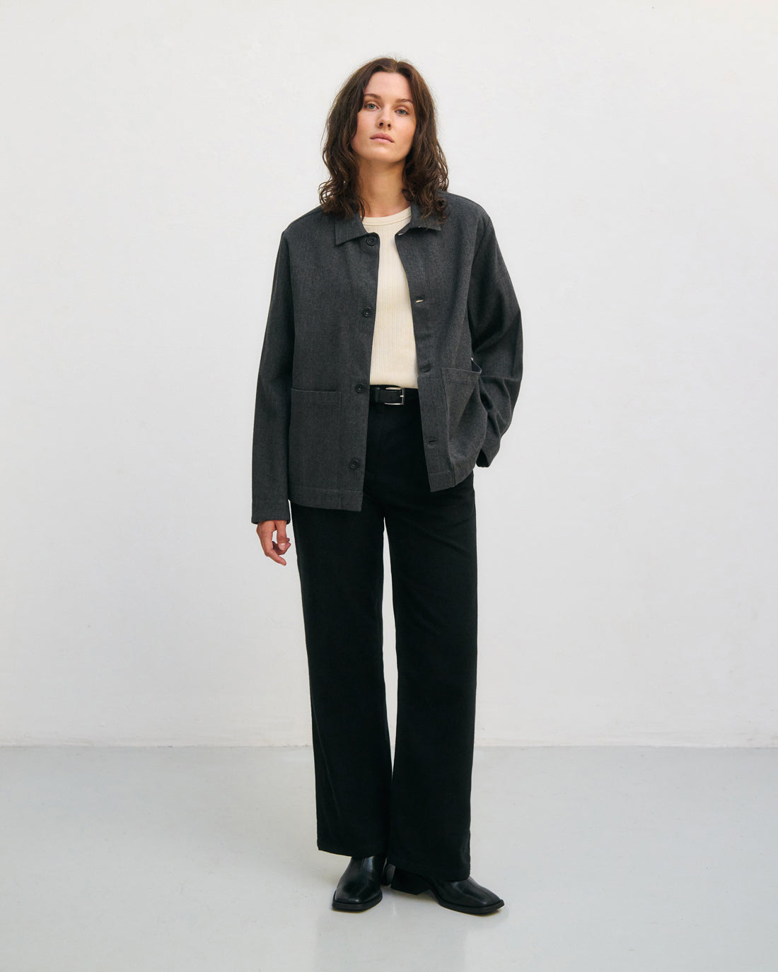 Leichte Jacke Bio Baumwolle - Herringbone Grau