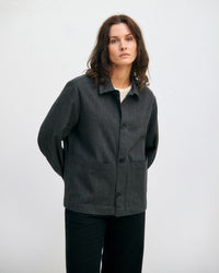 Leichte Jacke Bio Baumwolle - Herringbone Grau