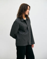 Leichte Jacke Bio Baumwolle - Herringbone Grau