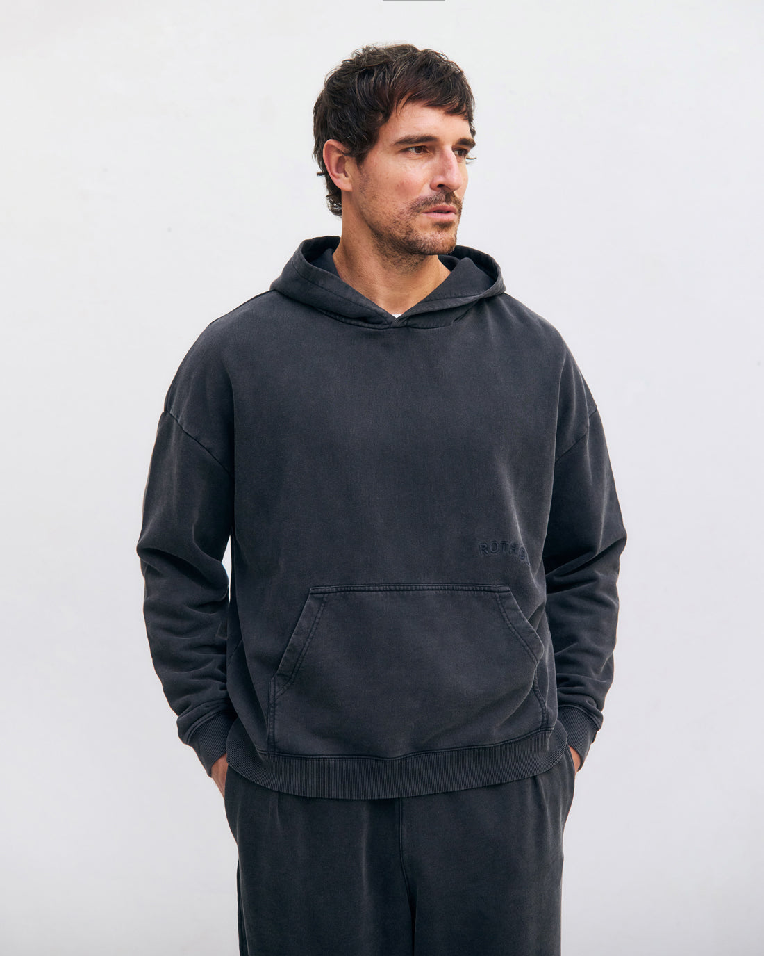 Logo Hoodie Bio Baumwolle - Washed Black