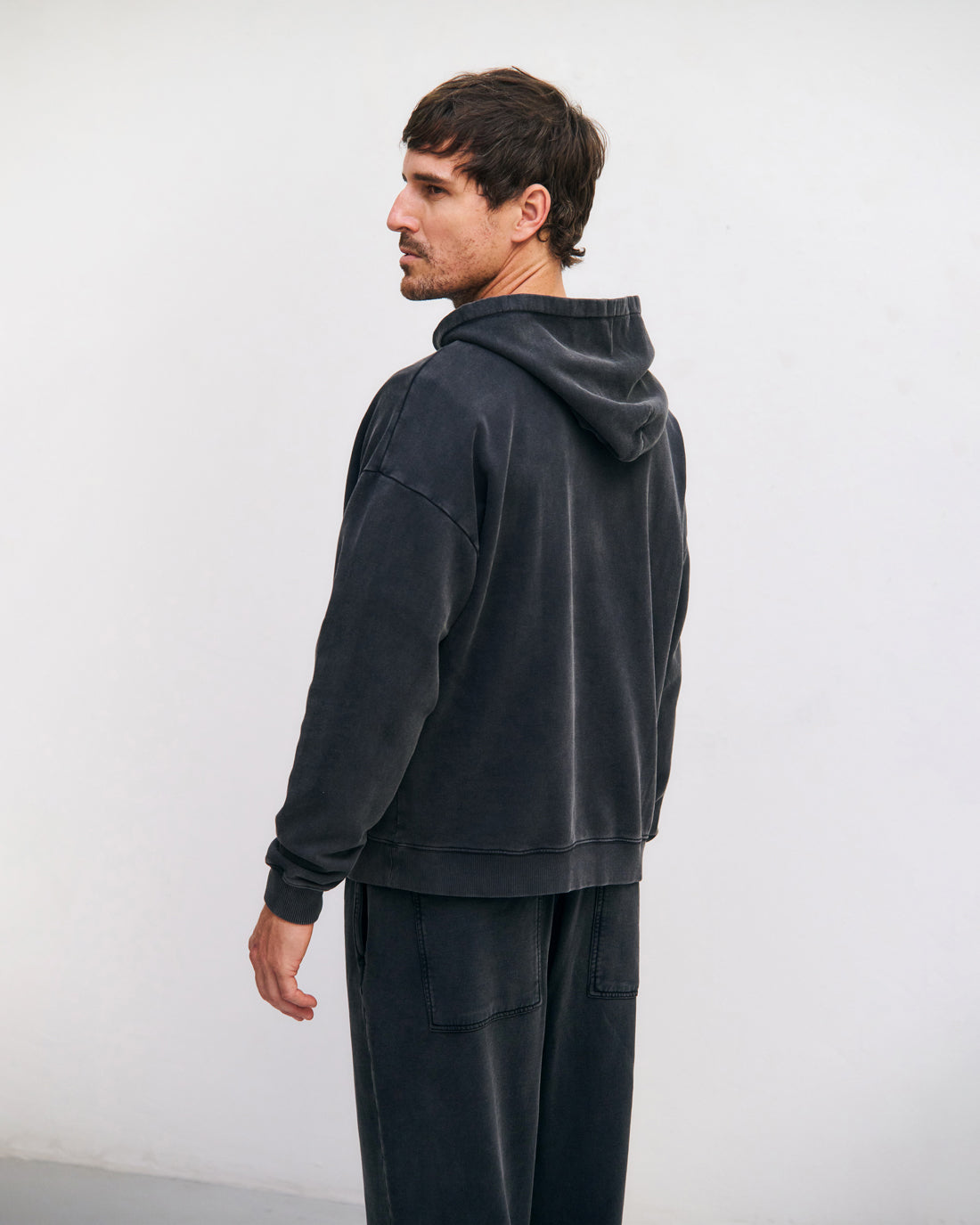 Logo Hoodie Bio Baumwolle - Washed Black