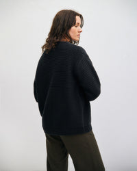 Gerippter Strickpullover Bio Baumwolle - Schwarz