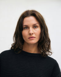 Gerippter Strickpullover Bio Baumwolle - Schwarz