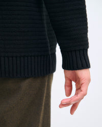 Gerippter Strickpullover Bio Baumwolle - Schwarz