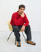 Gerippter Strickpullover Bio Baumwolle - Rot