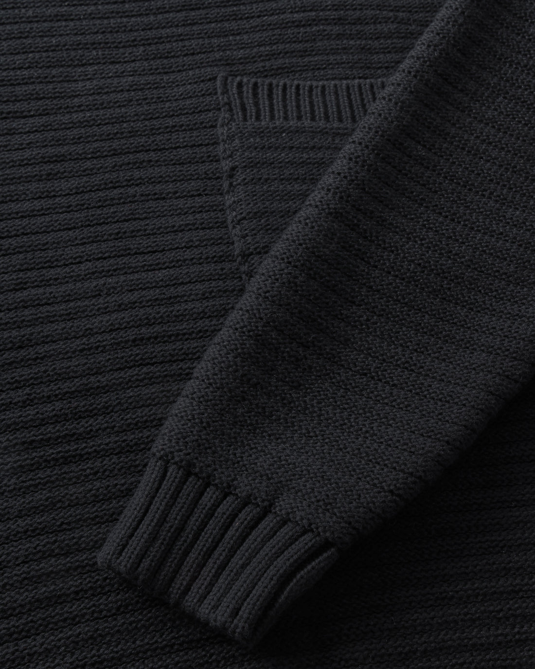 Gerippter Strickpullover Bio Baumwolle - Schwarz