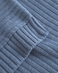 Gerippter Strickpullover Bio Baumwolle - Blau