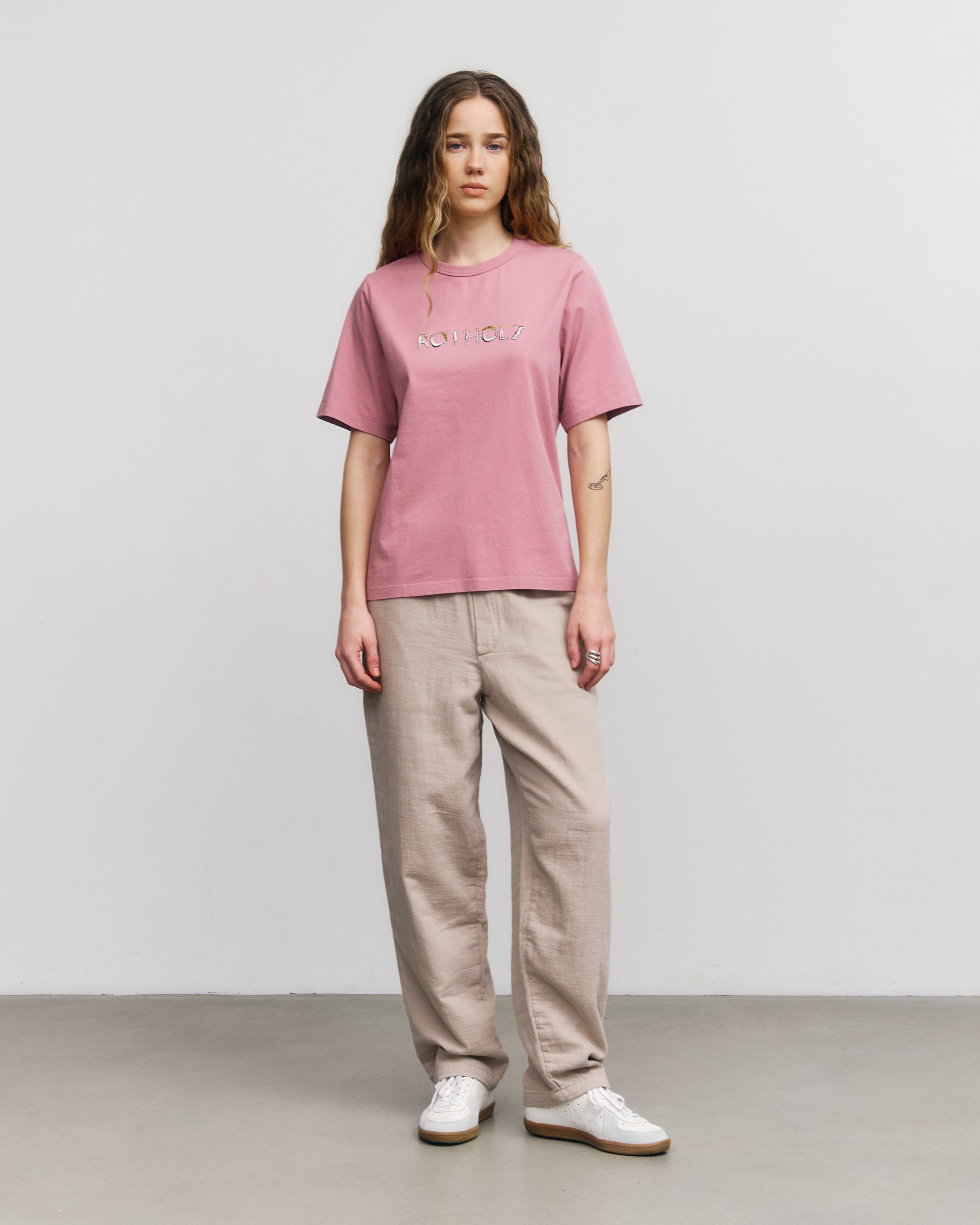 T-Shirt mit Logo Print - Pink