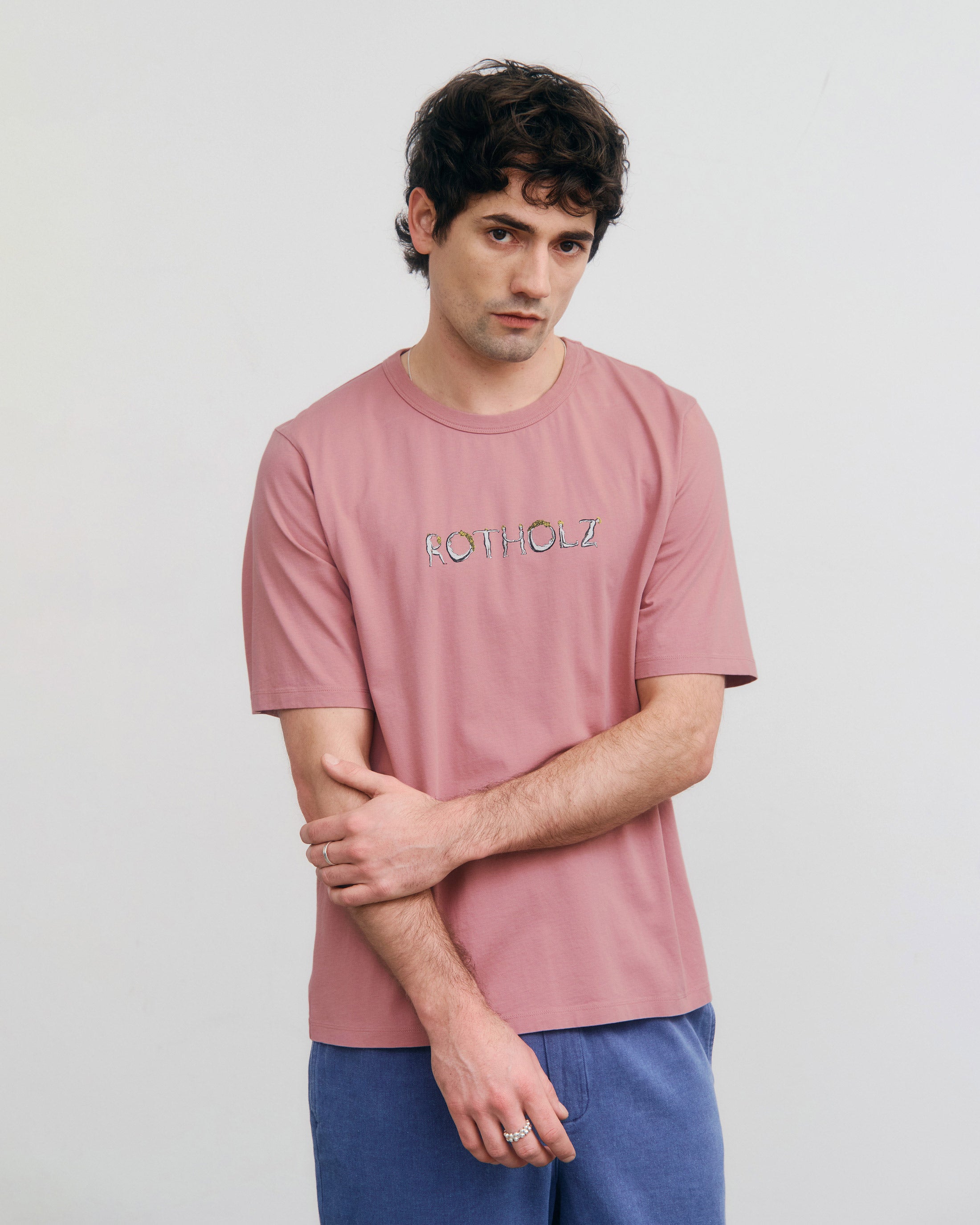 T-Shirt mit Logo Print - Pink