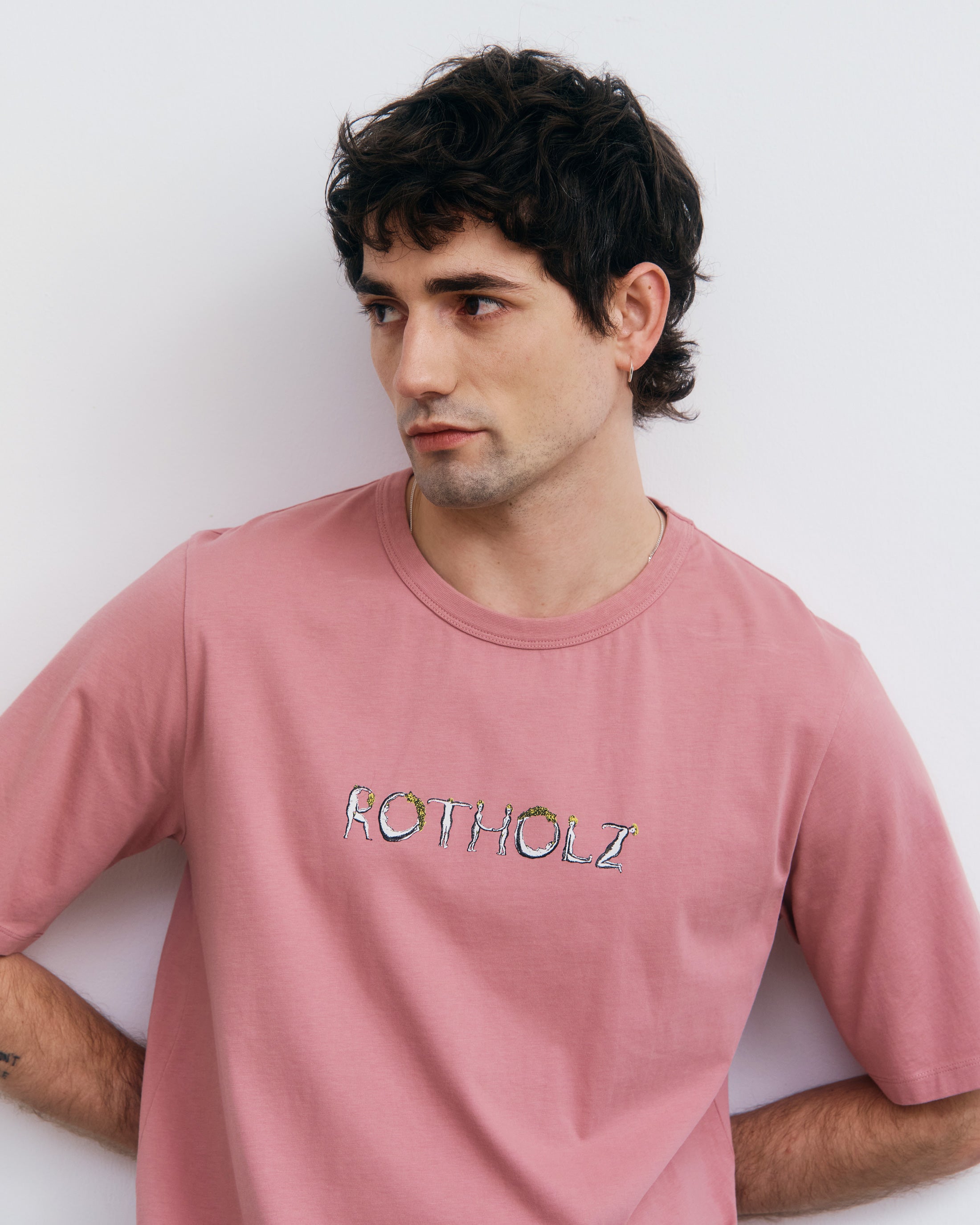 T-Shirt mit Logo Print - Pink