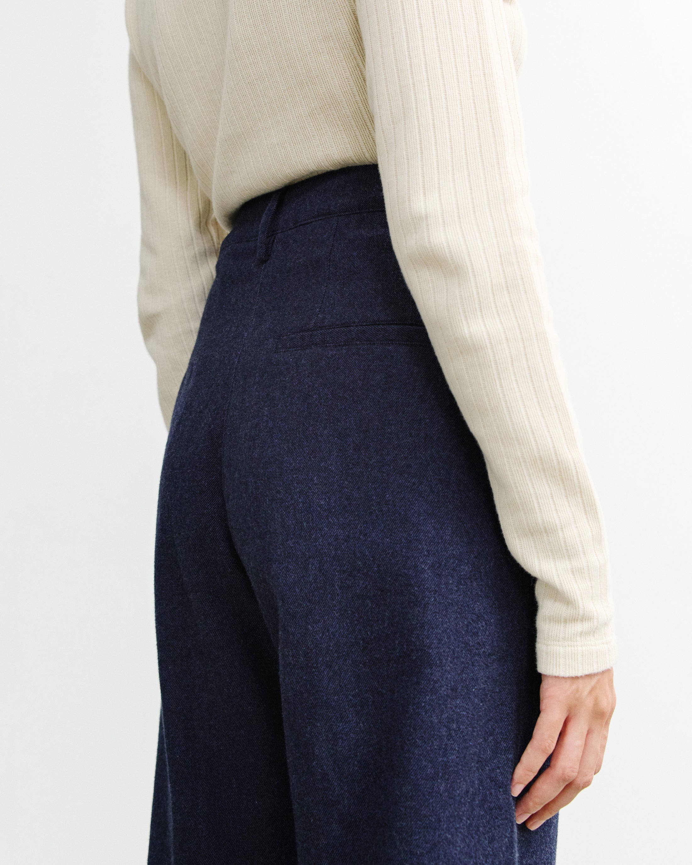 High-Waist Flanellhose Bio Baumwolle - Dunkelblau