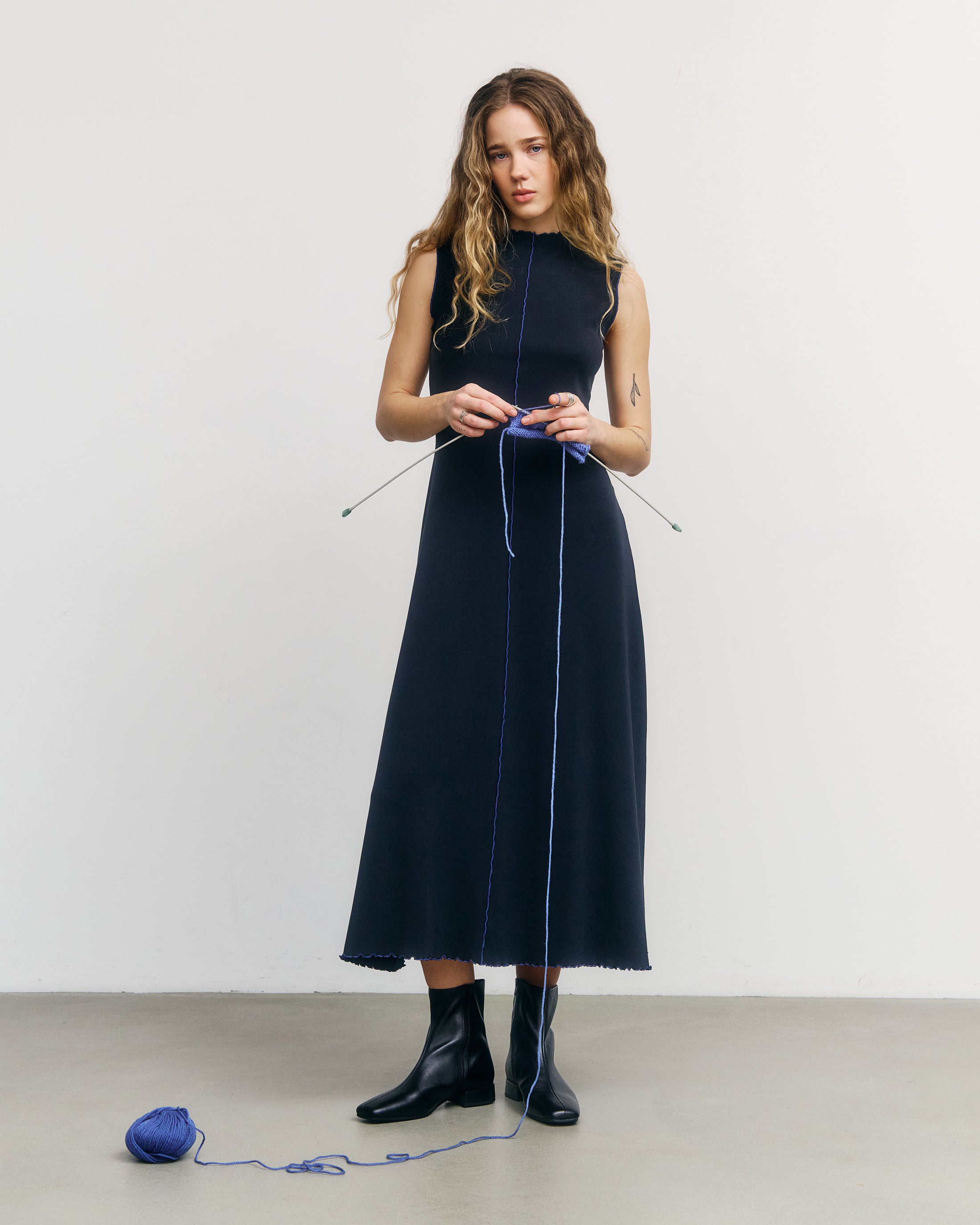 Pin-Tucked Kleid Bio Baumwolle - Schwarz