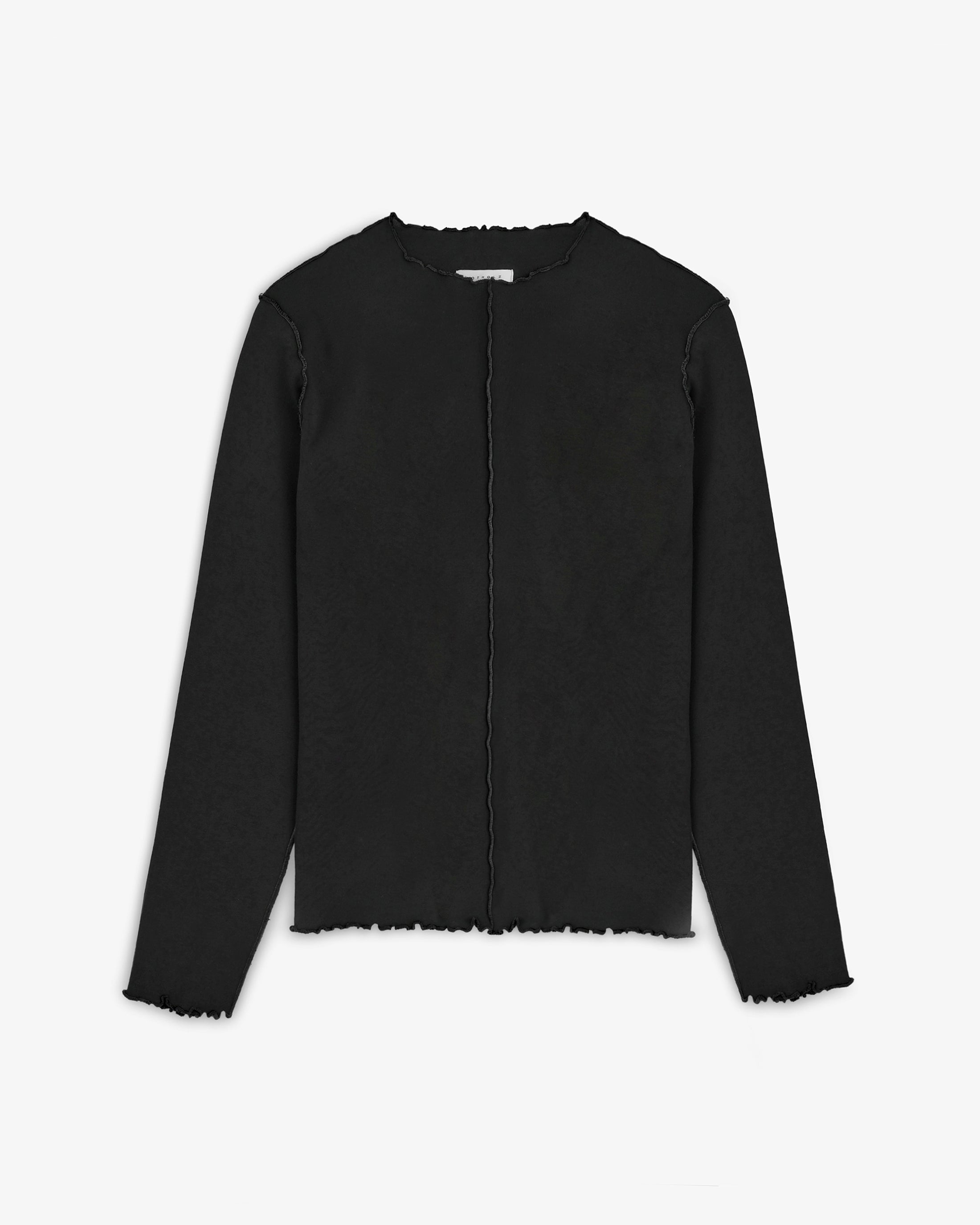 Pin-Tucked Long-Sleeve Bio Baumwolle - Schwarz