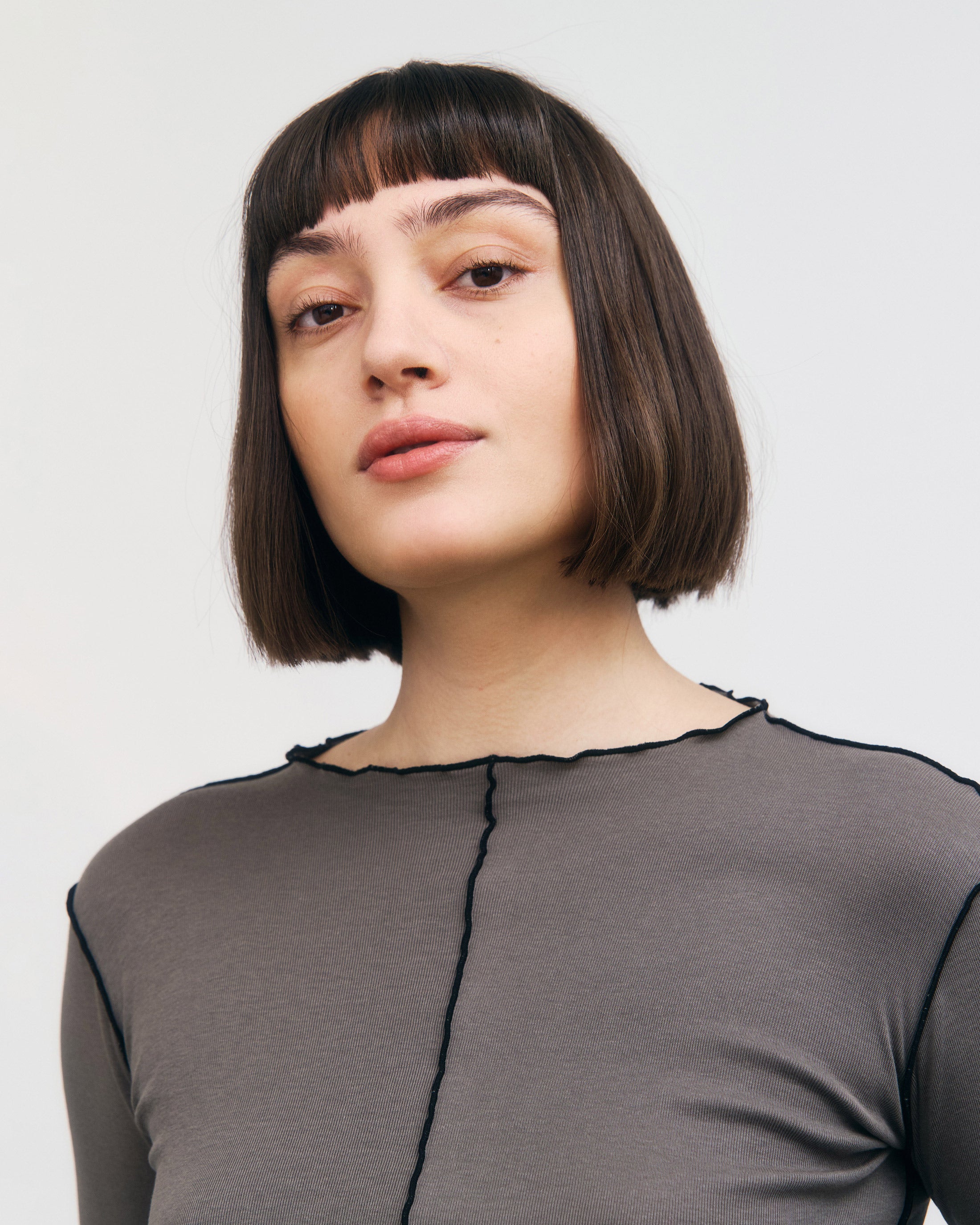 Pin-Tucked Longsleeve Bio Baumwolle - Grau