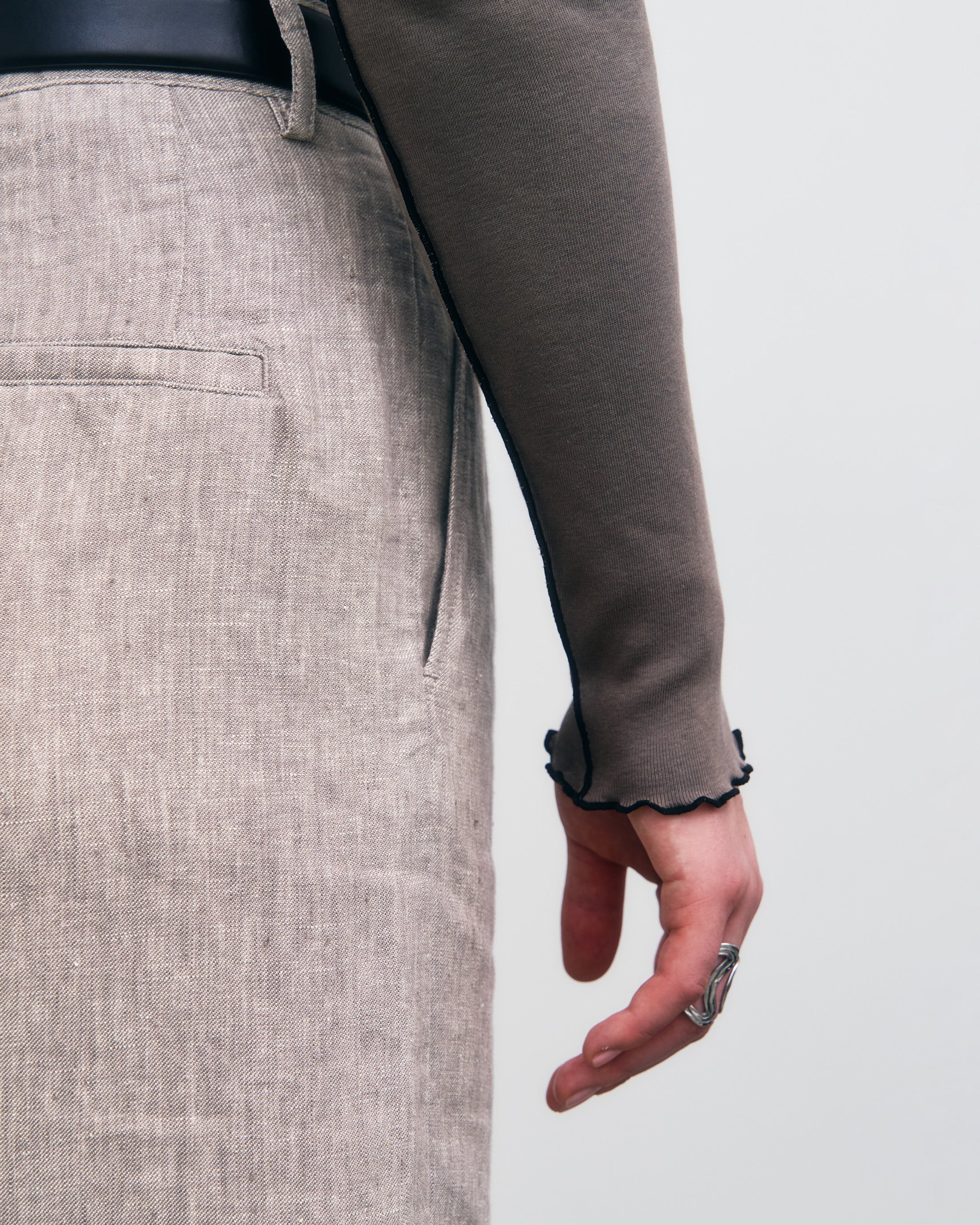 Pin-Tucked Longsleeve Bio Baumwolle - Grau