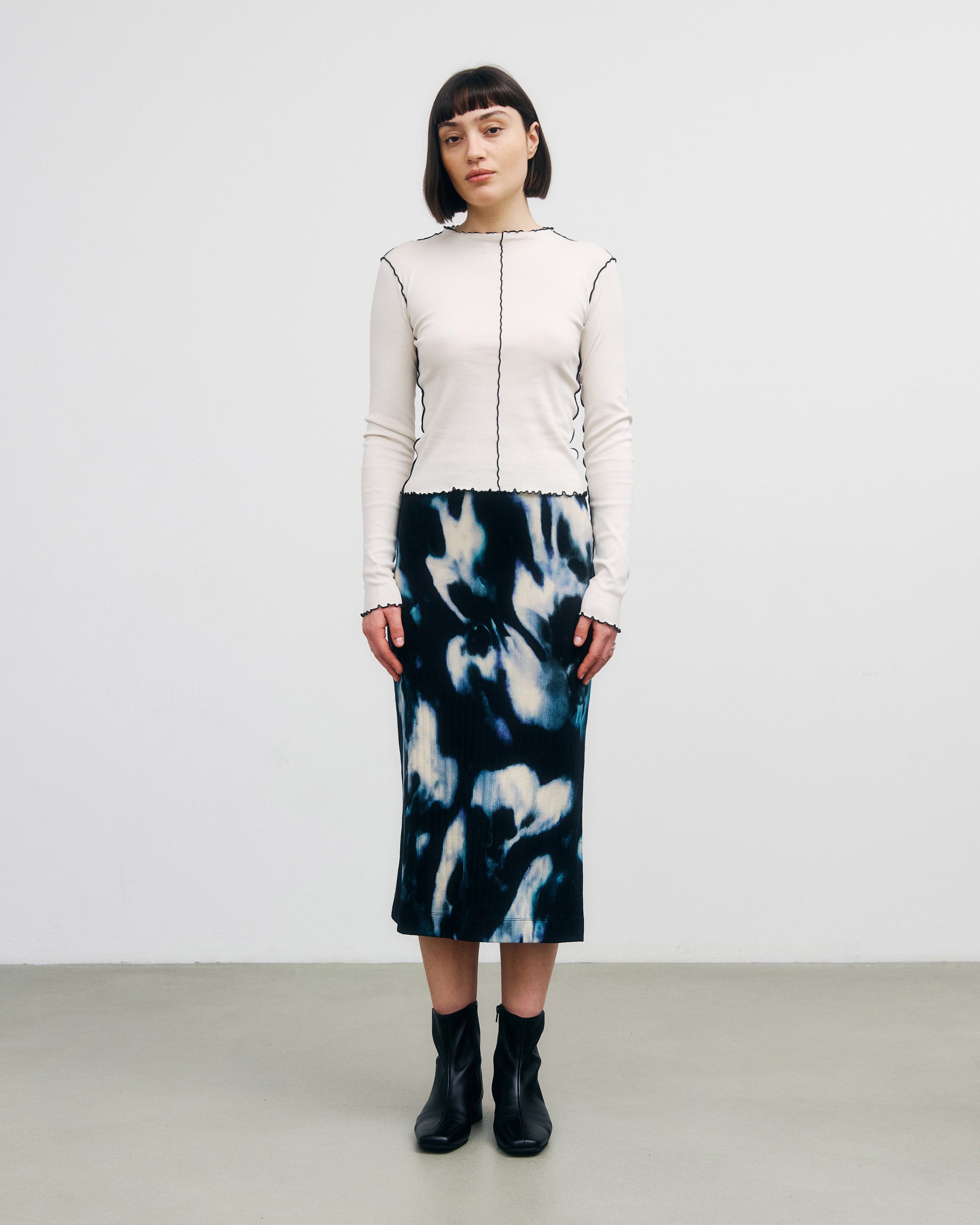 Gerippter Midi Rock Bio Baumwolle - Tie Dye