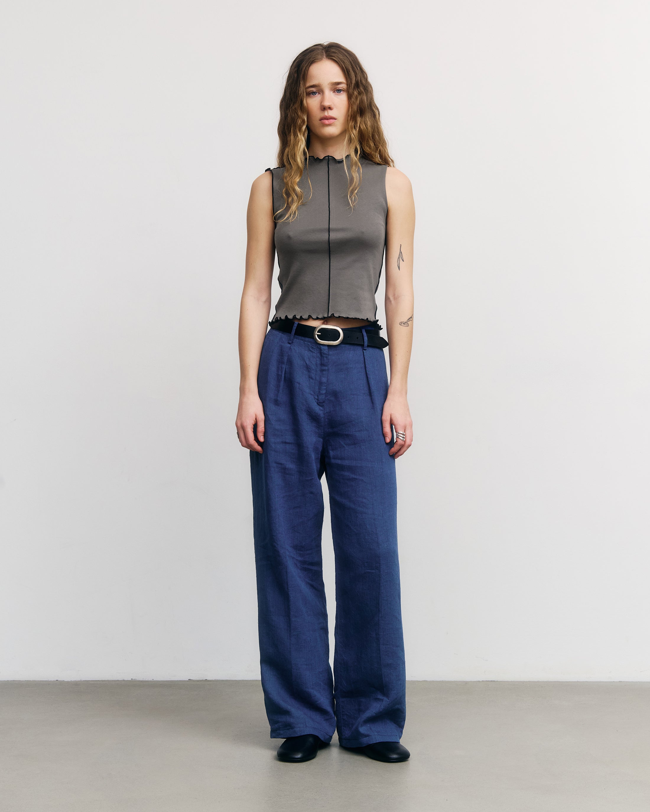 Pin-Tucked Top Bio Baumwolle - Grau
