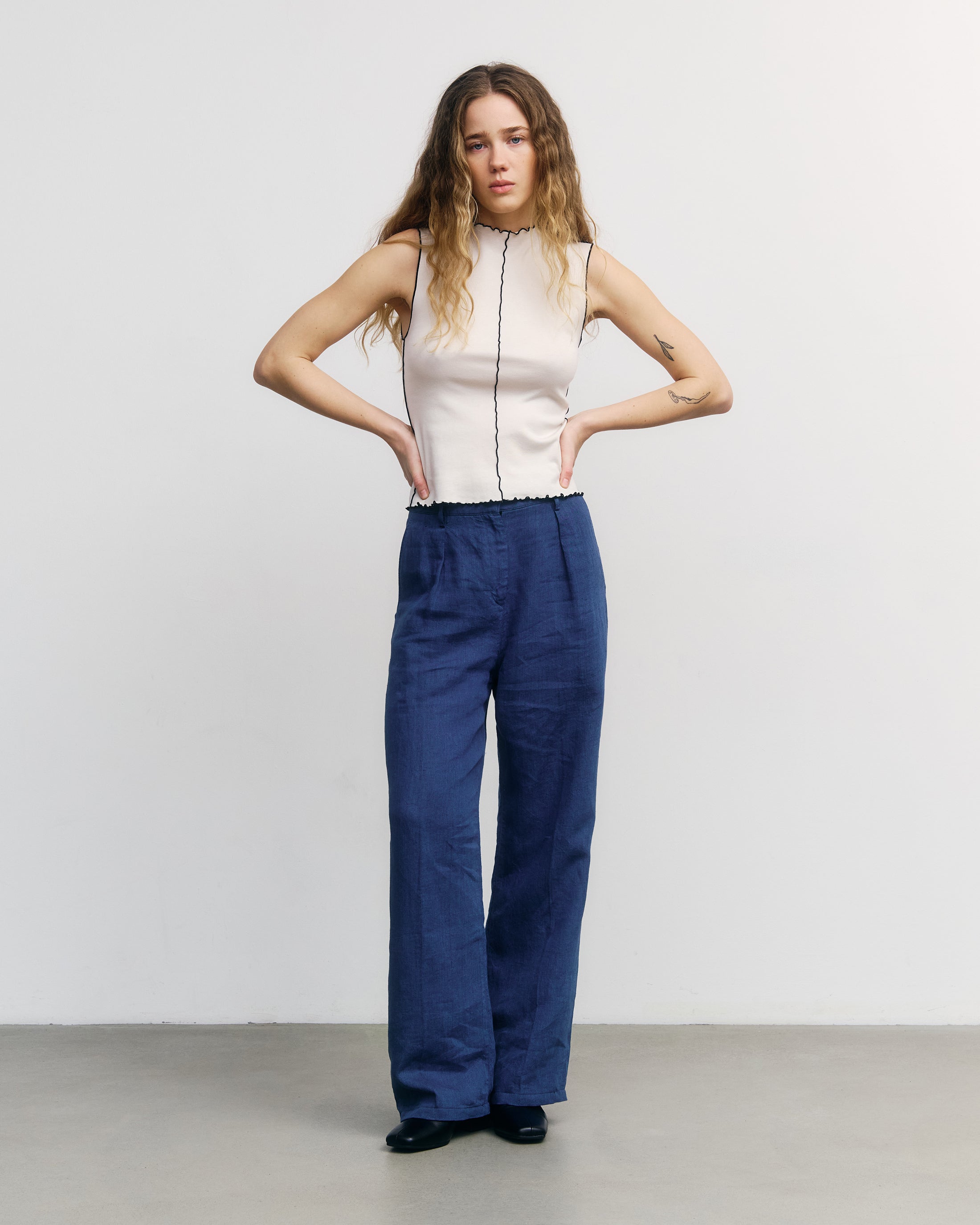 Pin-Tucked Top Bio Baumwolle - Weiß