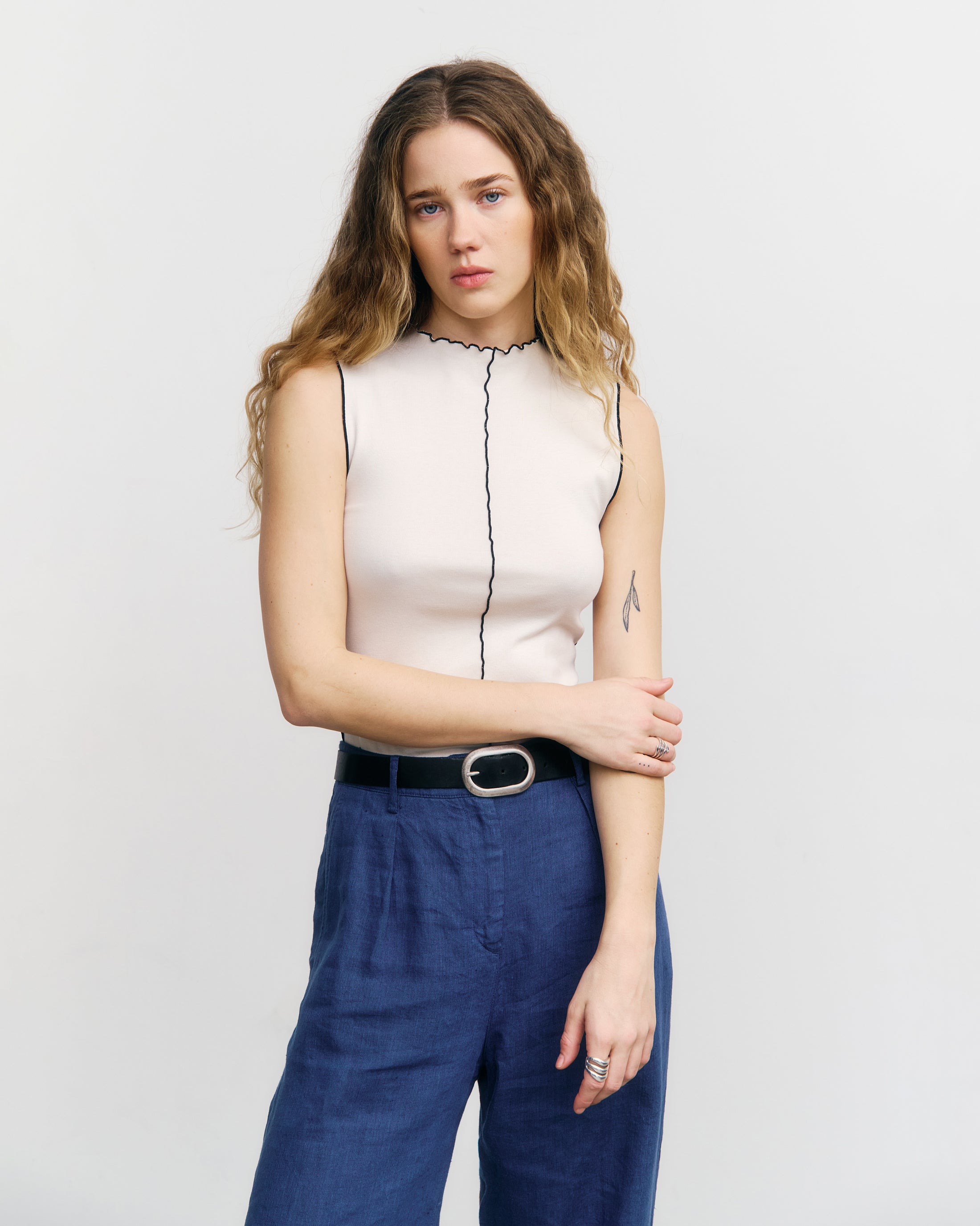 Pin-Tucked Top Bio Baumwolle - Weiß