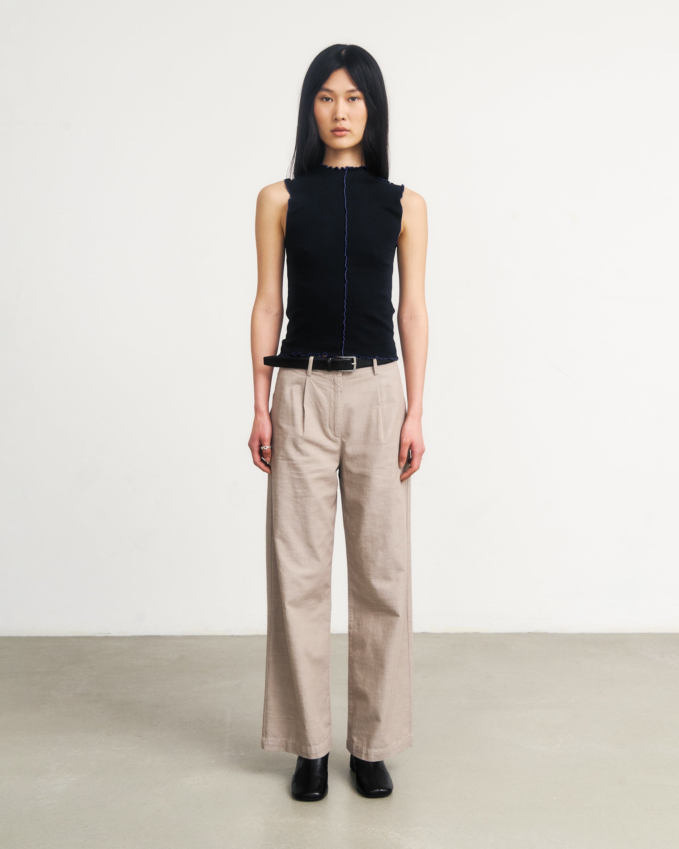 Pin-Tucked Top Bio Baumwolle - Schwarz