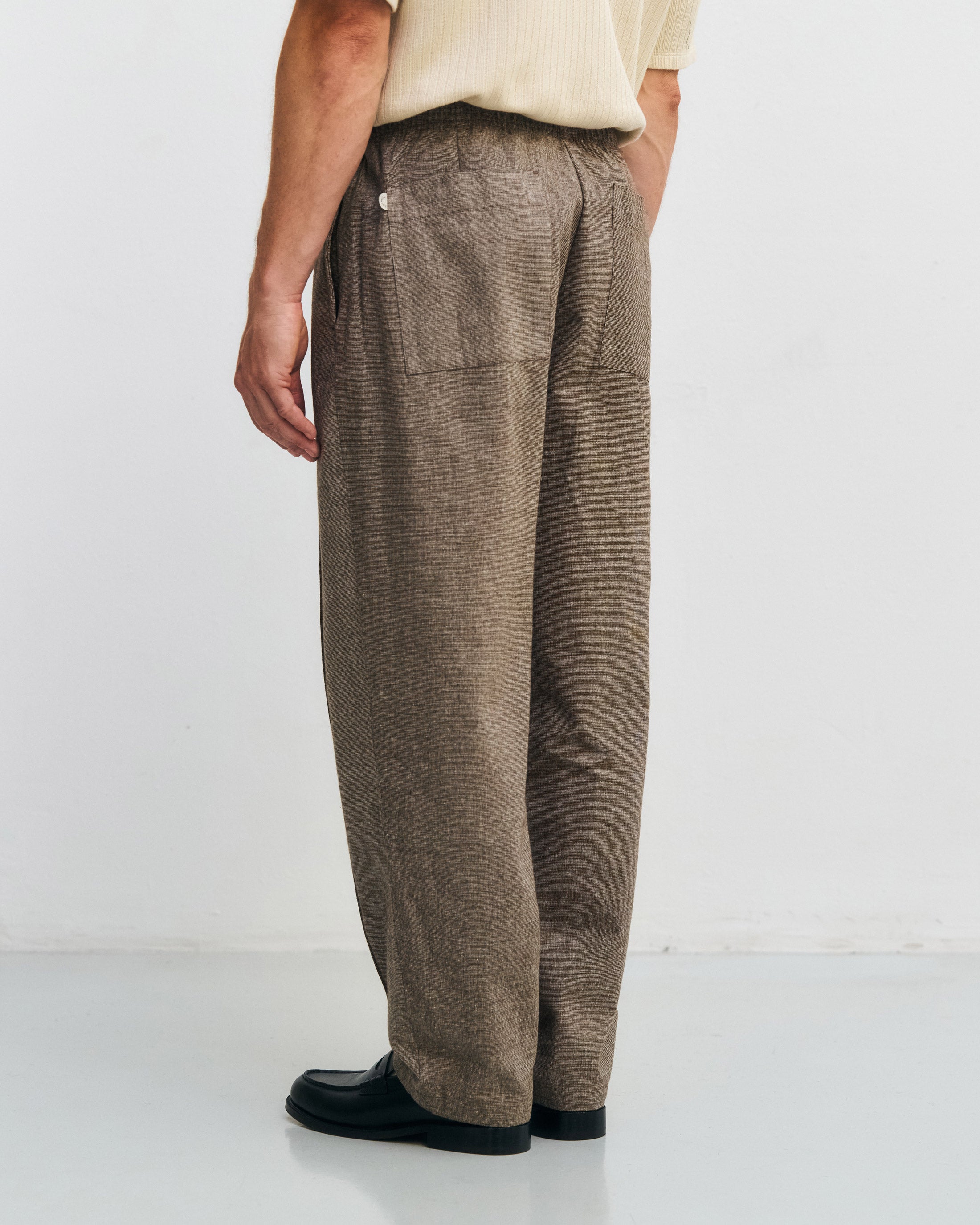 Weite Bundfaltenhose Bio Baumwolle - Canvas Braun