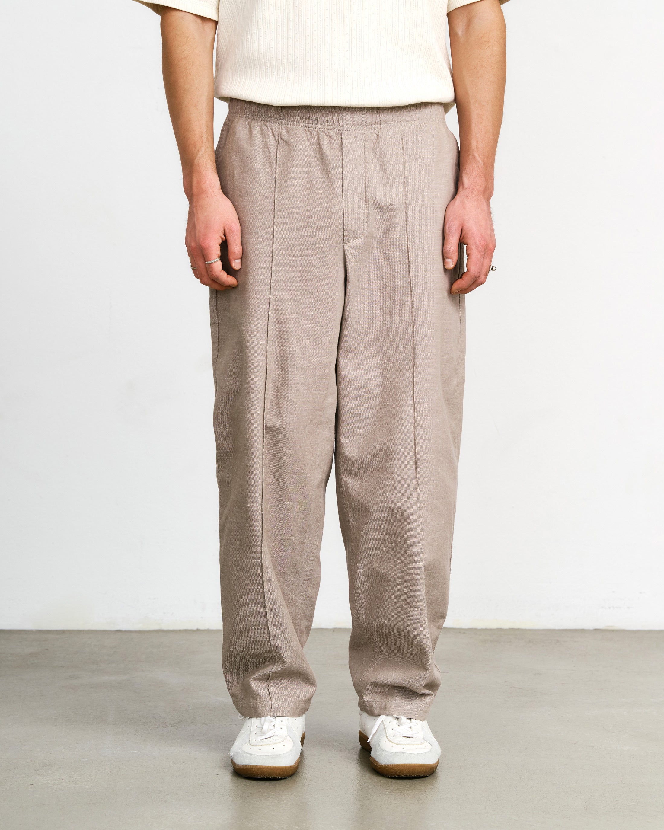 Weite Bundfaltenhose Bio Baumwolle - Sand