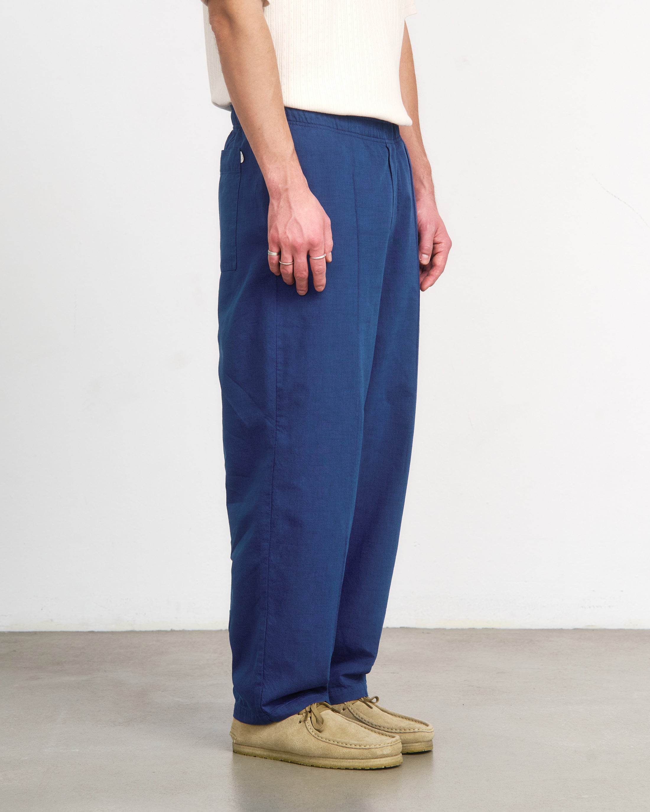 Weite Bundfaltenhose Bio Baumwolle - Blau