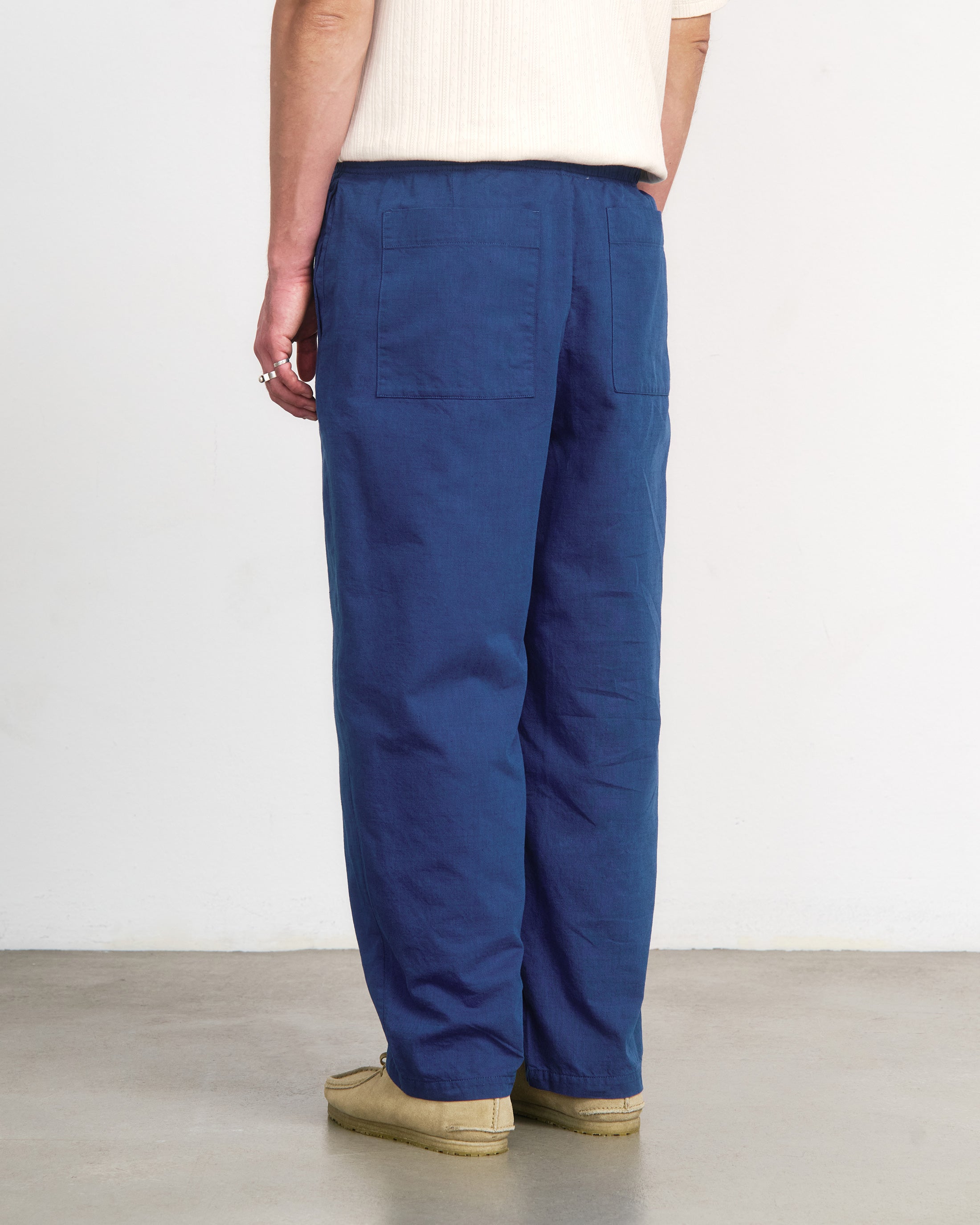 Weite Bundfaltenhose Bio Baumwolle - Blau