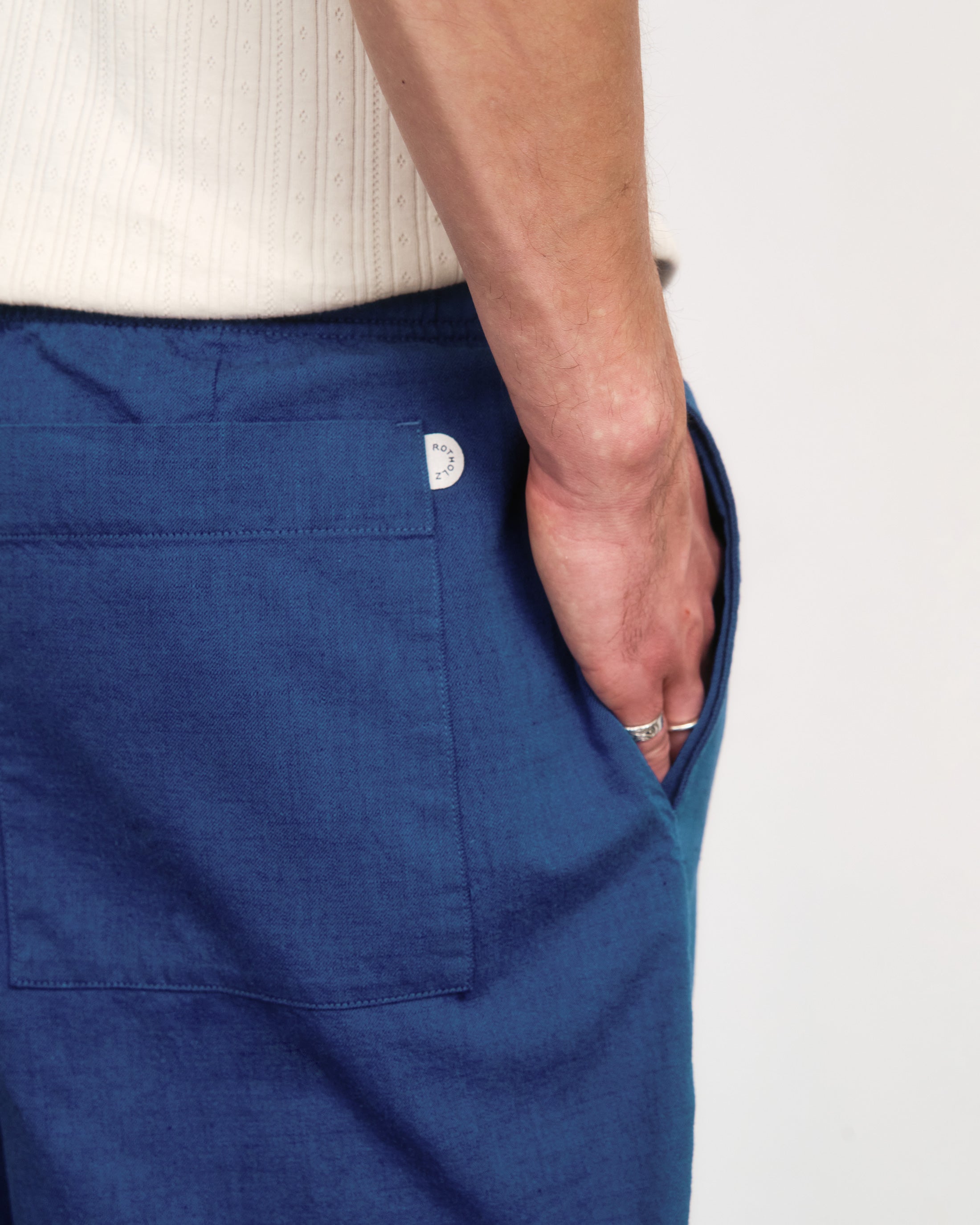 Weite Bundfaltenhose Bio Baumwolle - Blau