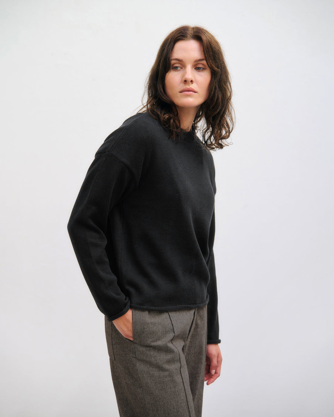 Oversize Strickpullover - Schwarz