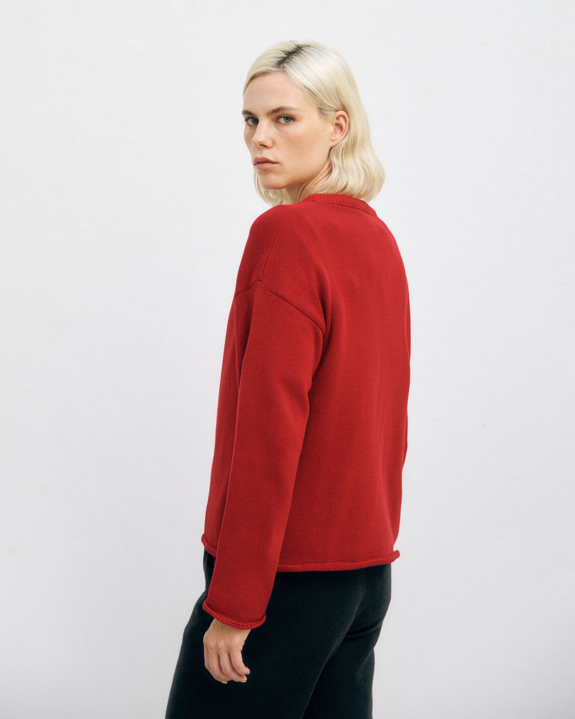 Oversize Strickpullover Bio Baumwolle - Rot