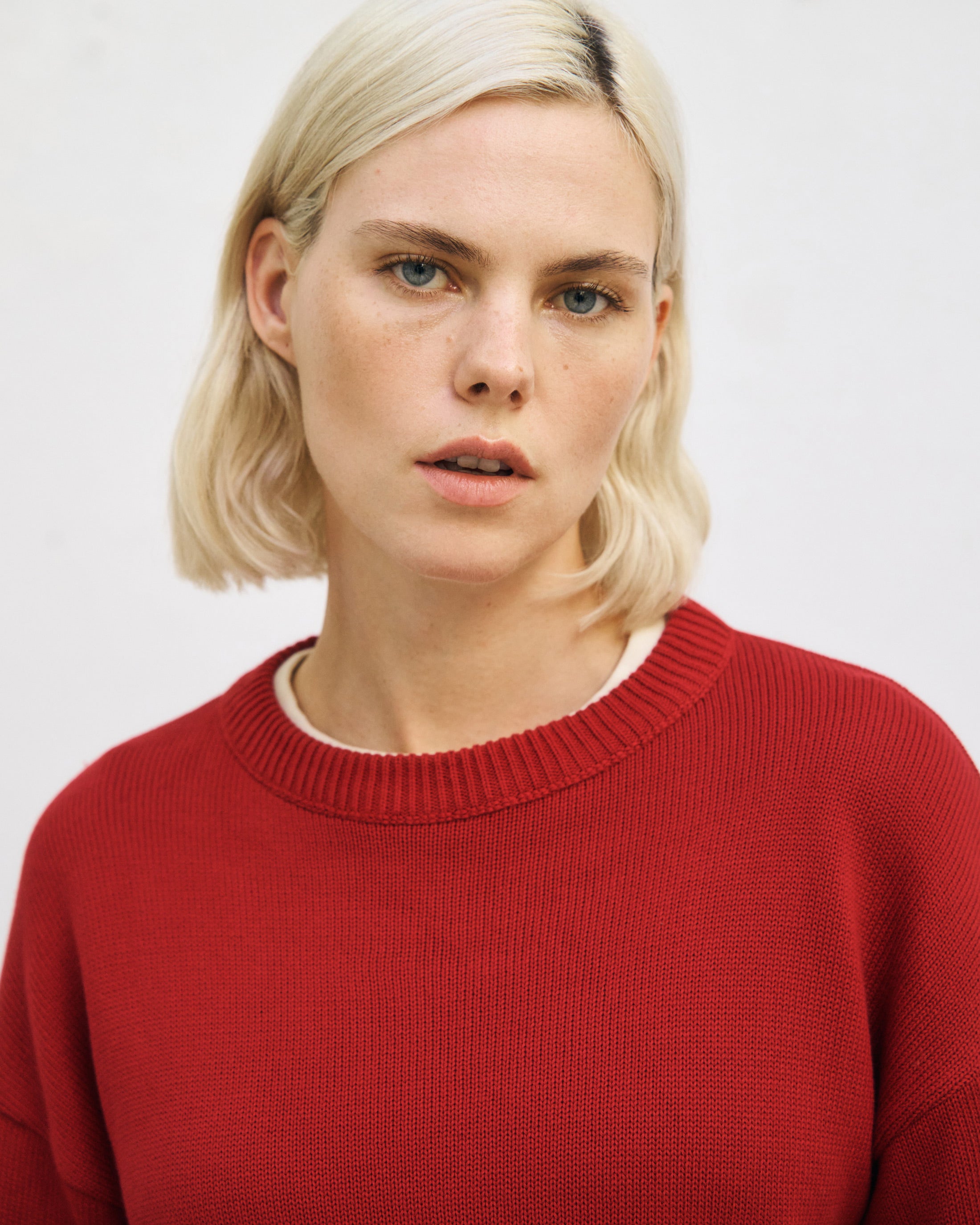 Oversize Strickpullover Bio Baumwolle - Rot