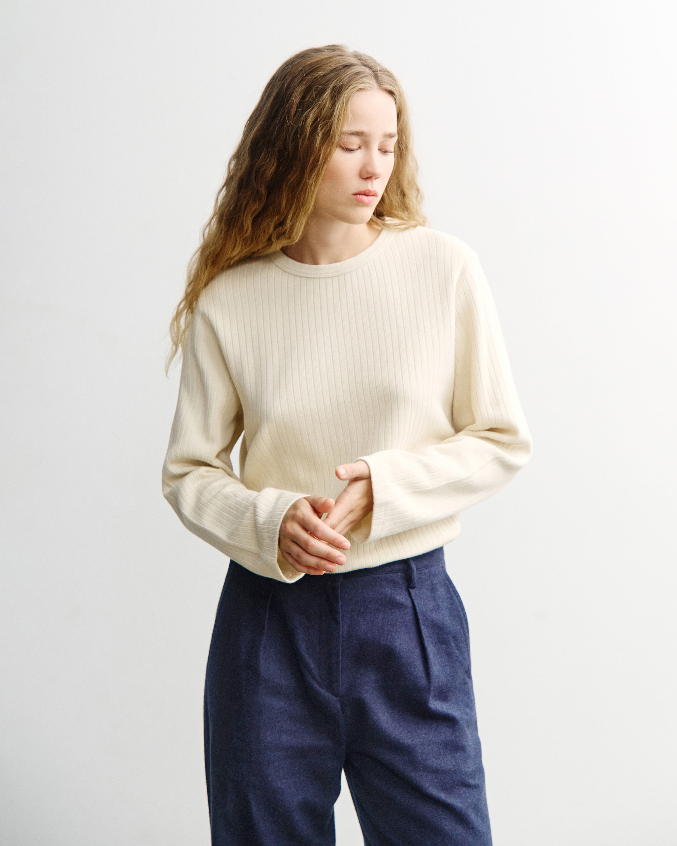 Oversize Longsleeve Bio Baumwolle - Creme