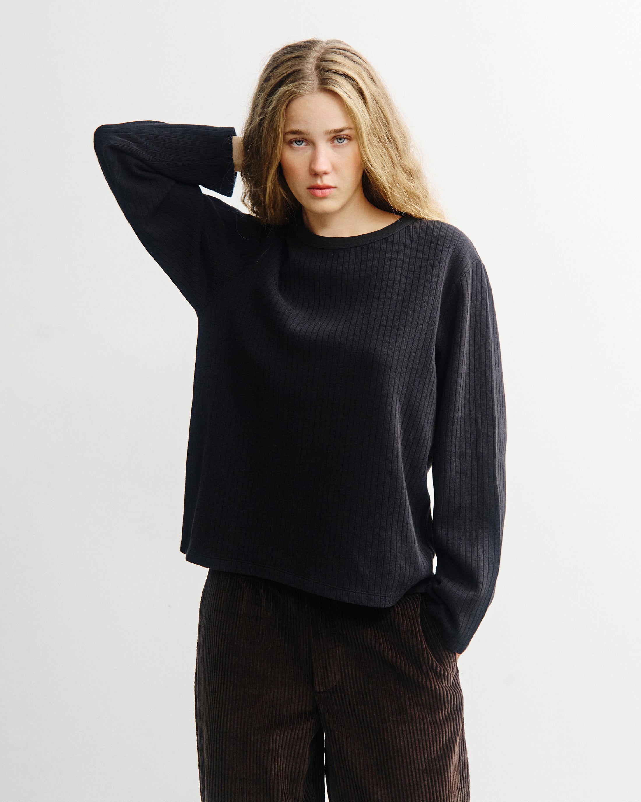 Oversize Longsleeve Bio Baumwolle - Schwarz