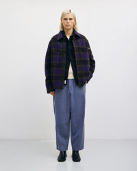 Schweres Overshirt Bio Wollmischung - Lila Kariert