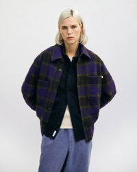 Schweres Overshirt Bio Wollmischung - Lila Kariert