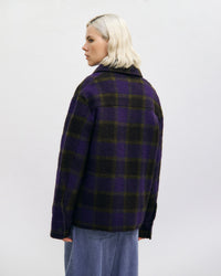 Schweres Overshirt Bio Wollmischung - Lila Kariert