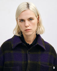Schweres Overshirt Bio Wollmischung - Lila Kariert