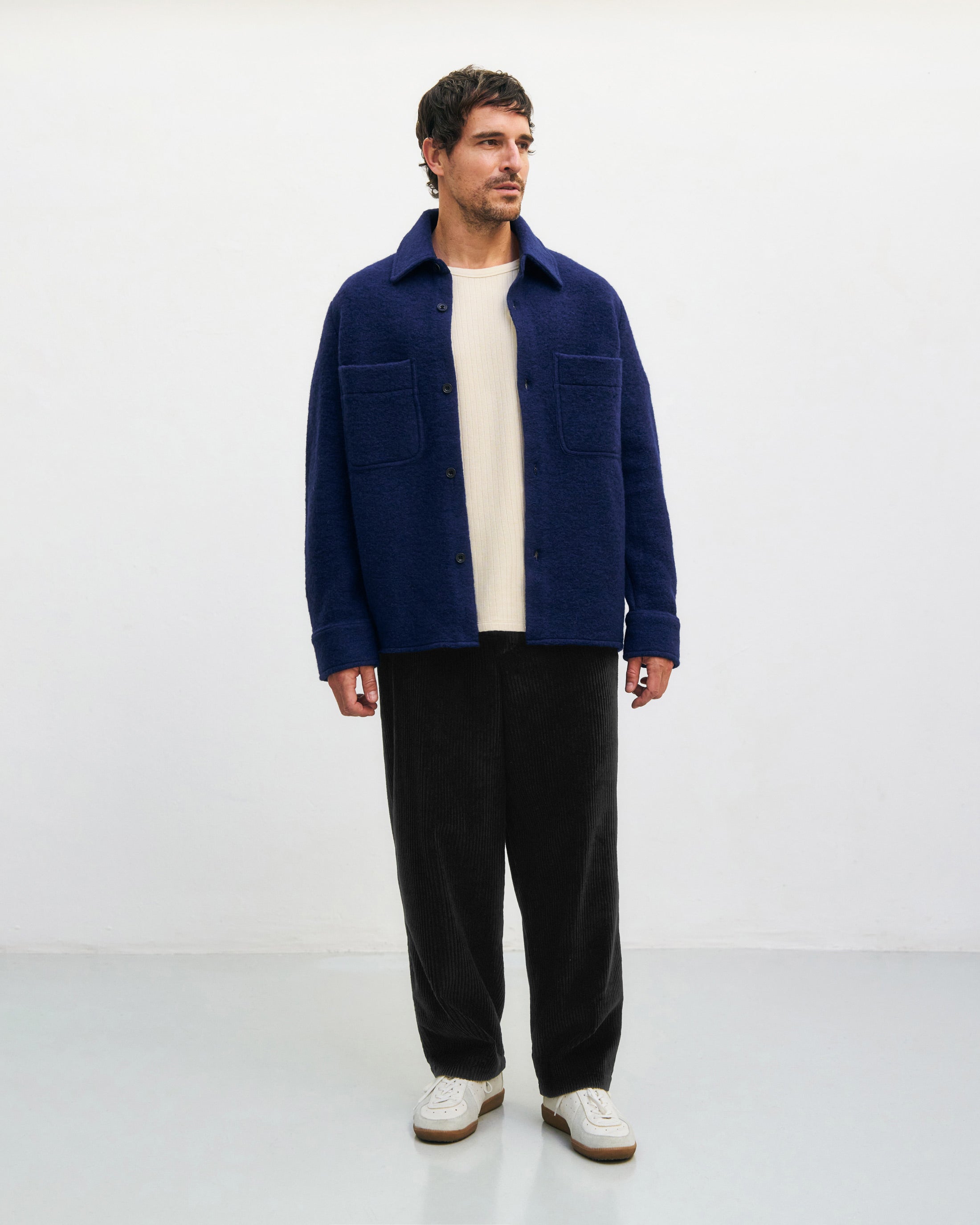 Schweres Overshirt Bio Wollmischung - Royalblau