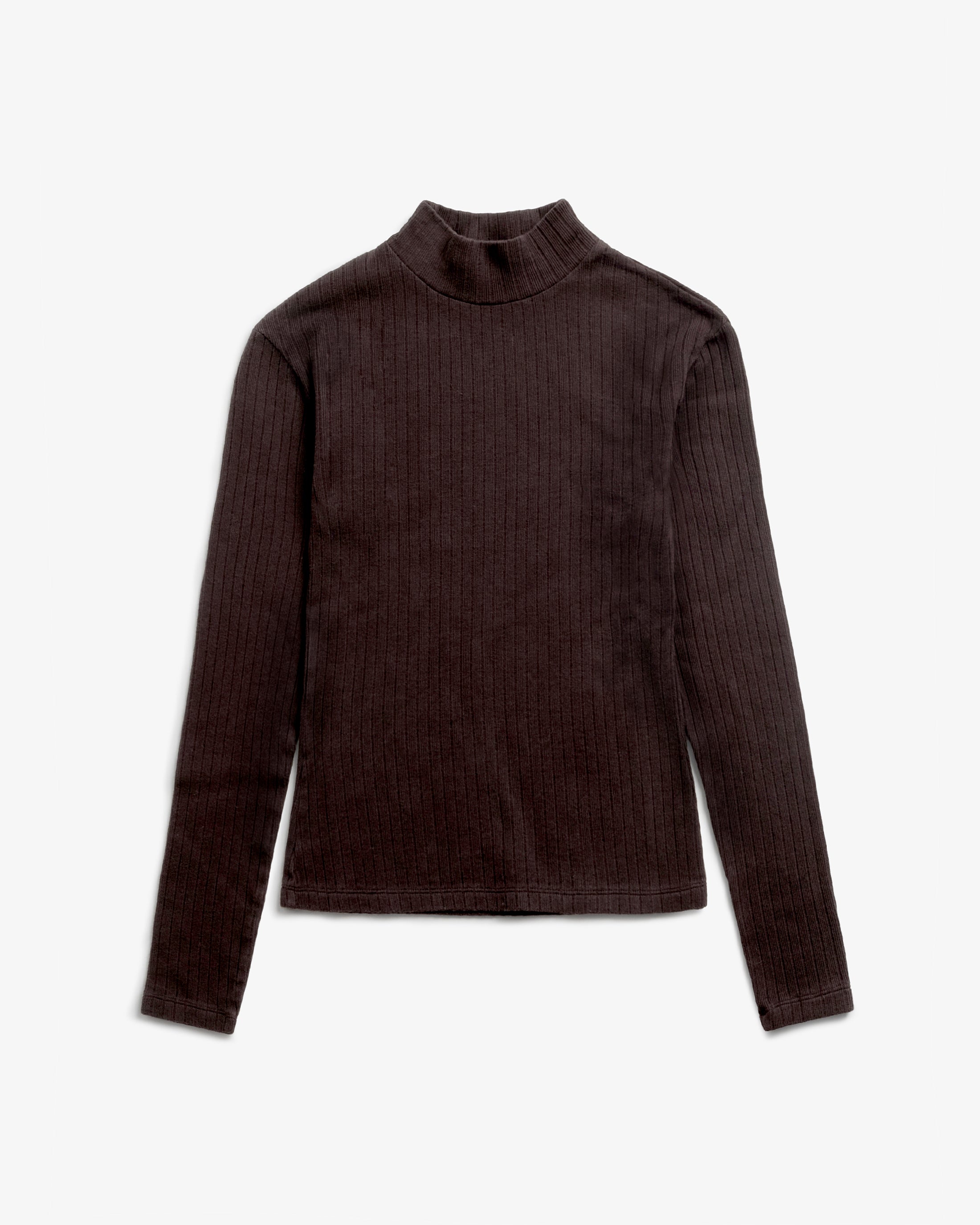 Mockneck Longsleeve Bio Baumwolle - Braun