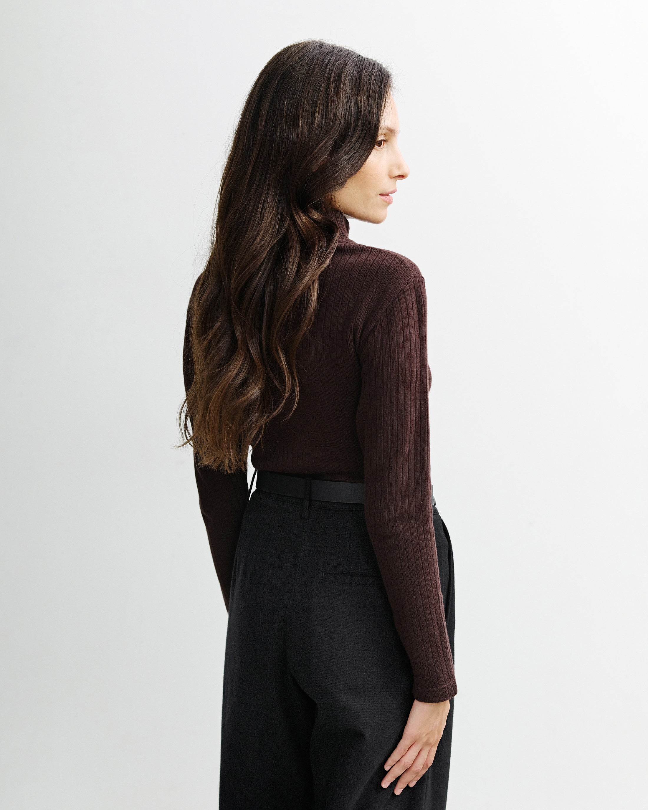 Mockneck Longsleeve Bio Baumwolle - Braun