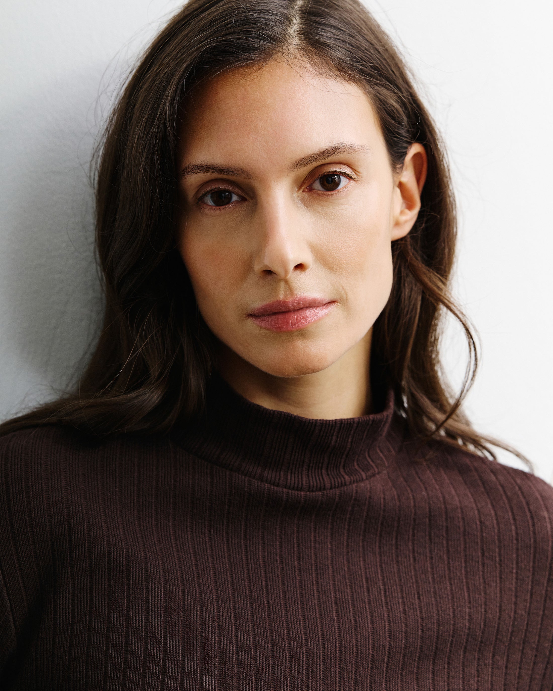 Mockneck Longsleeve Bio Baumwolle - Braun