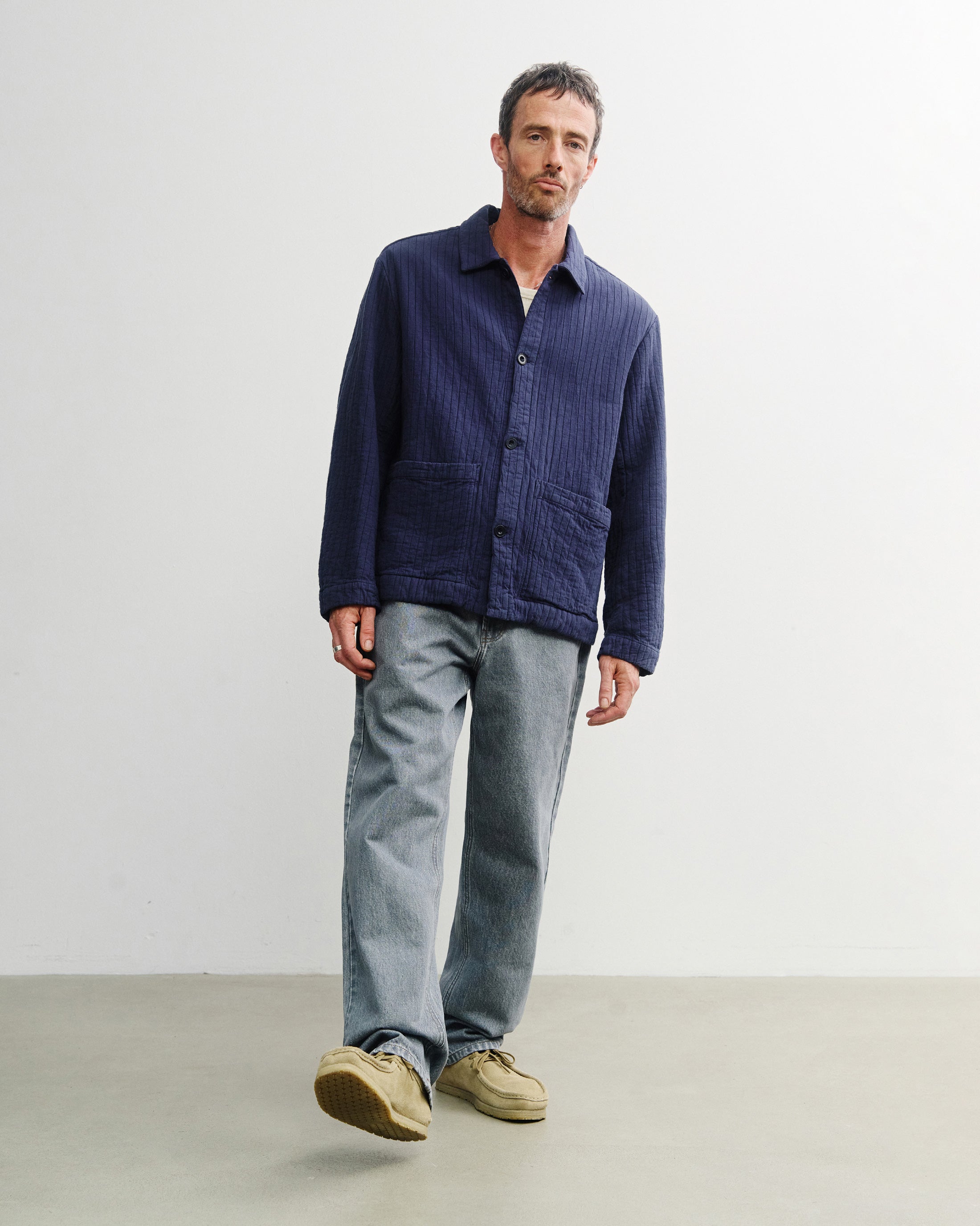 Workwear Jacke Gerippt Bio Baumwolle - Blau